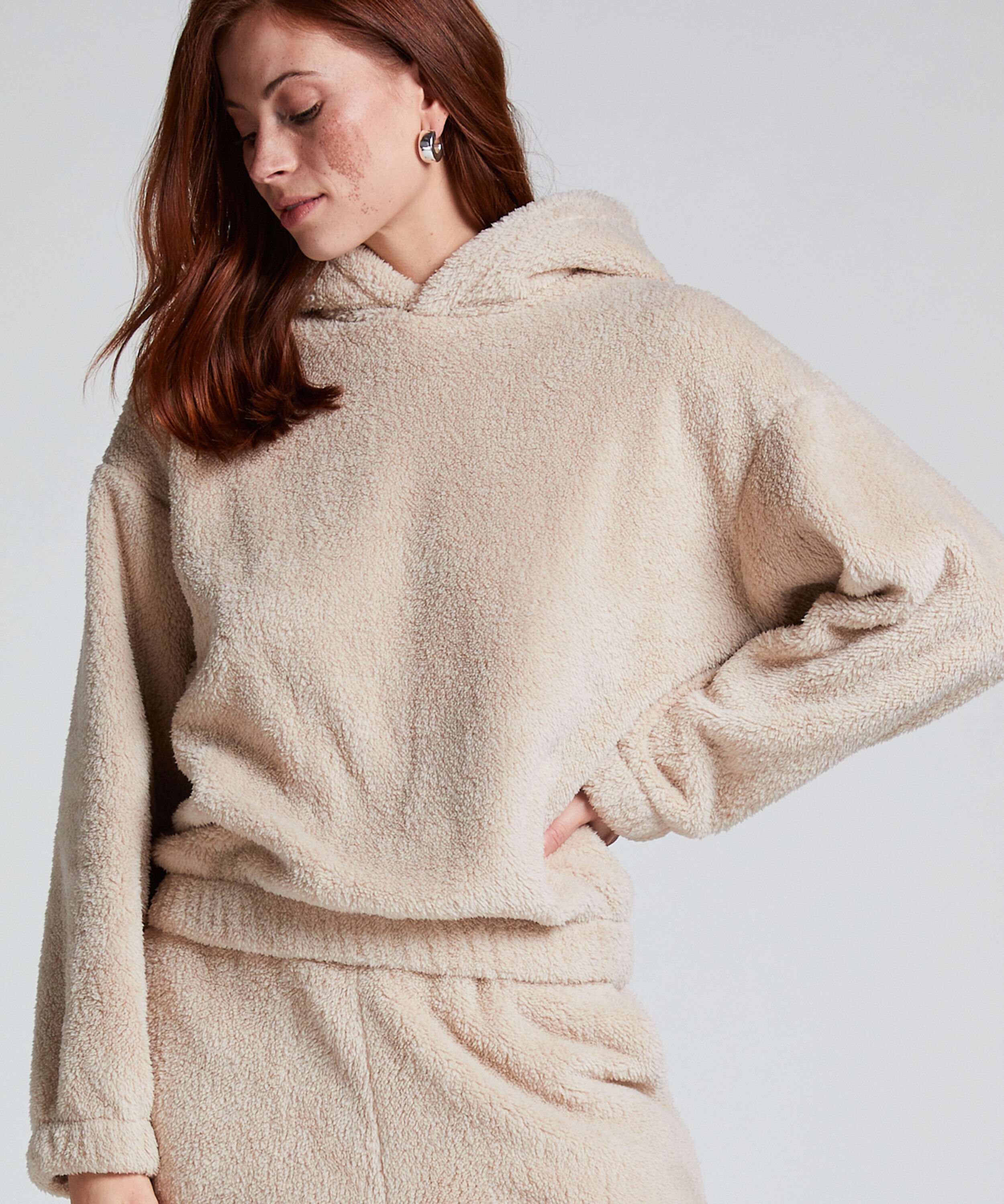 Hoodie aus Fleece Snuggle, Beige