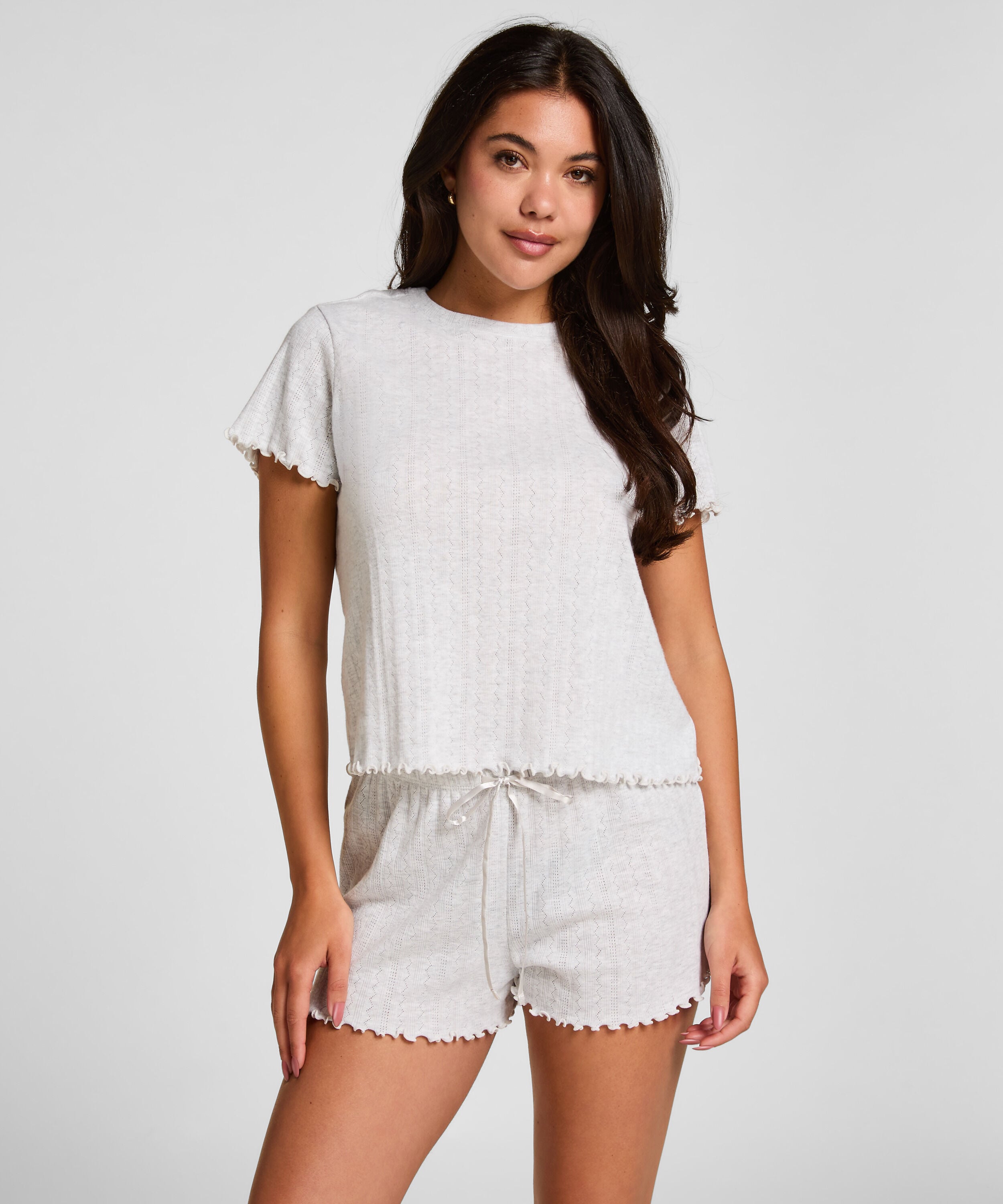 Pointelle-Shorts, Beige