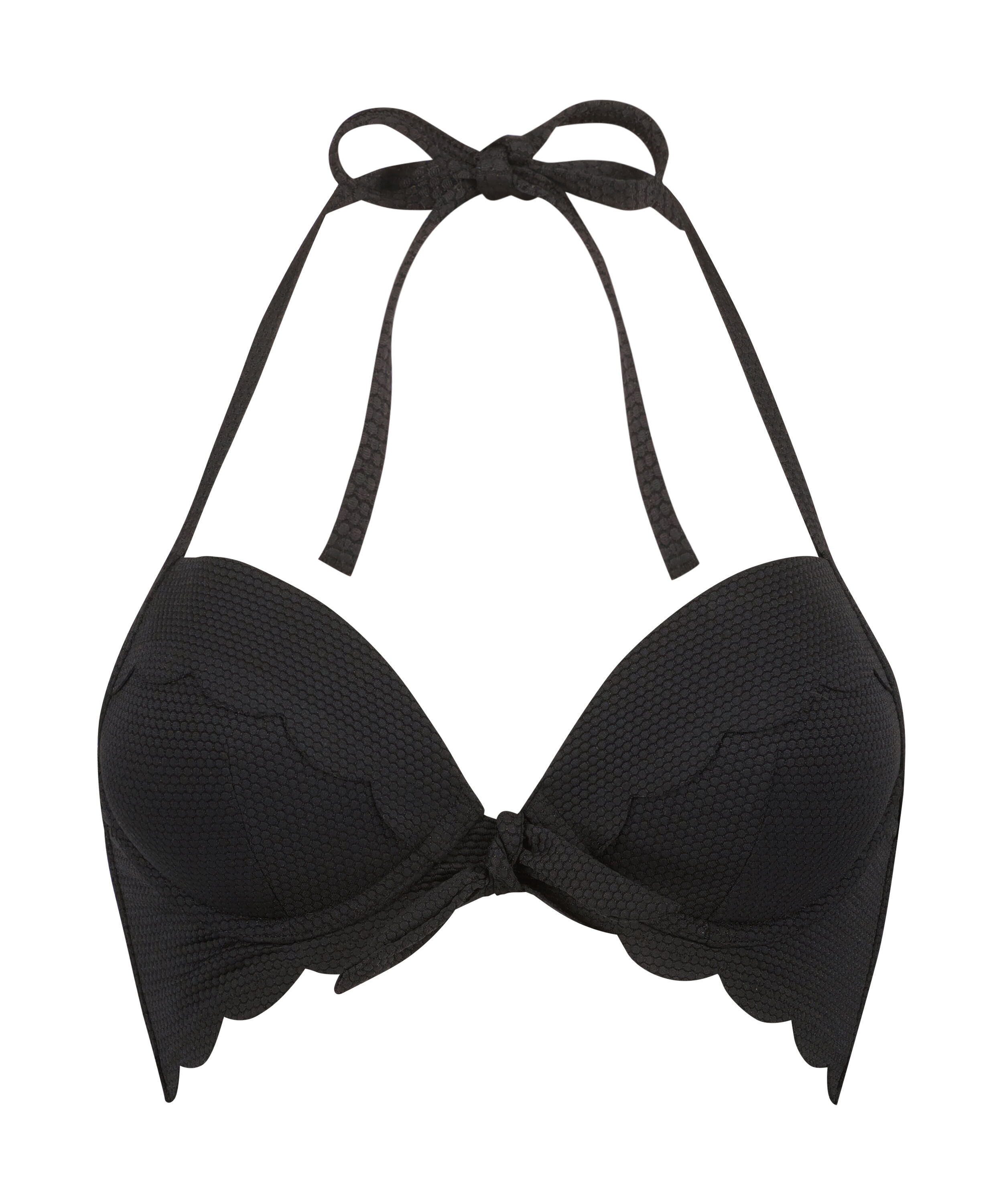Vorgeformtes Push-up Bügel-Bikinitop Scallop Cup A - E, Schwarz Vorgeformtes Push-up Bügel-Bikinitop Scallop Cup A - E, Schwarz