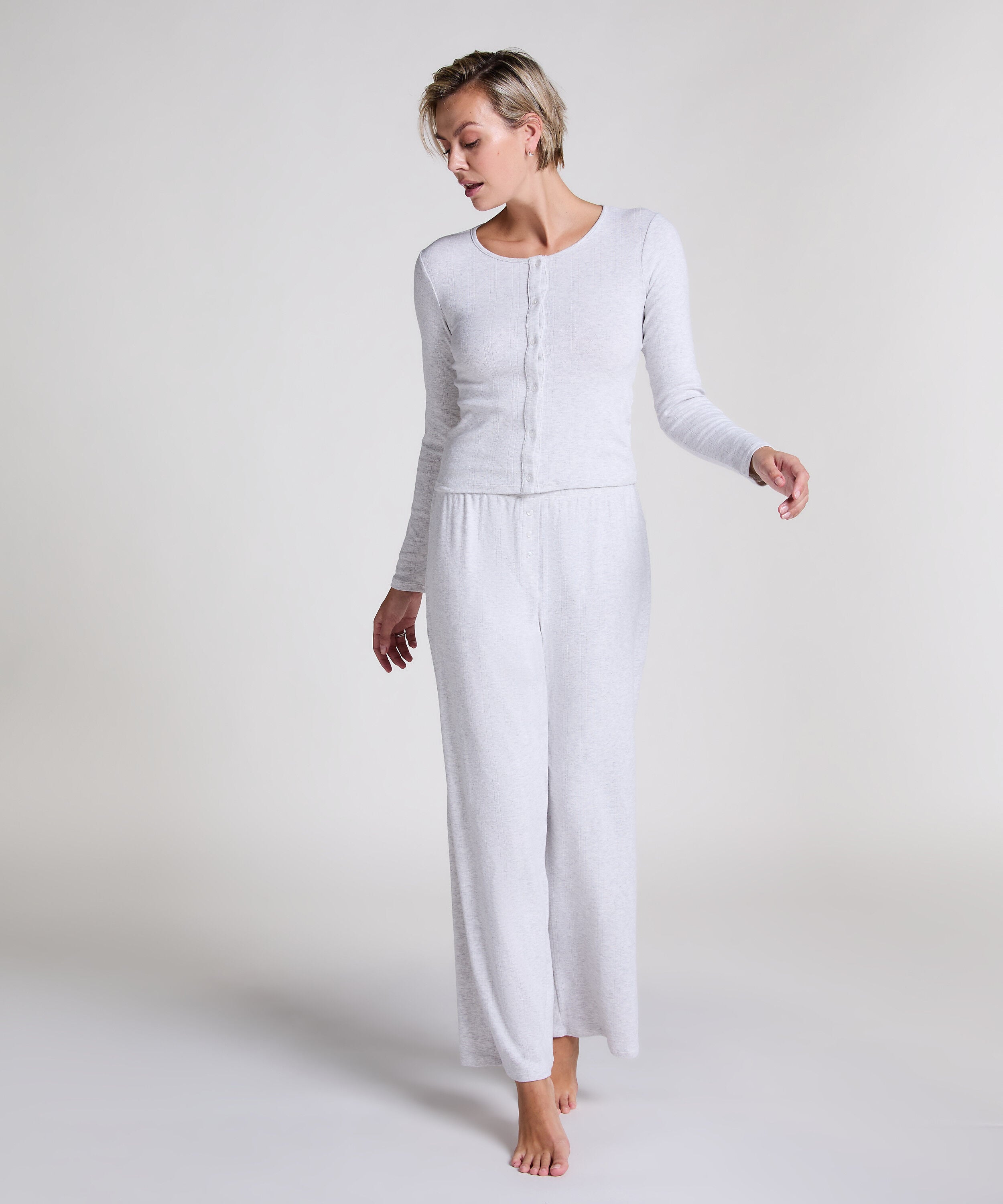 Pointelle Pyjamahose, Grau