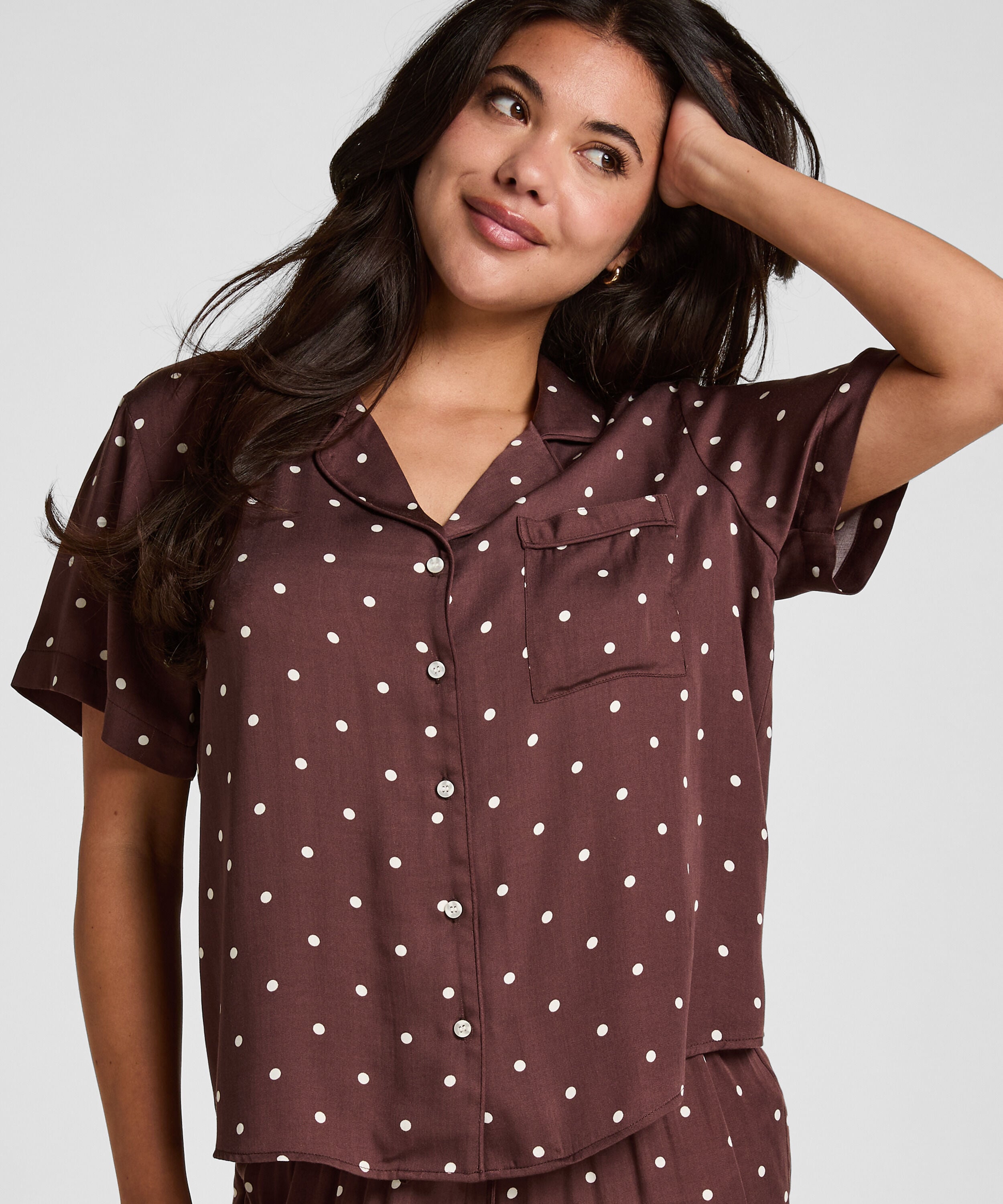 Pyjama-Jacke Satin, Braun Pyjama-Jacke Satin, Braun