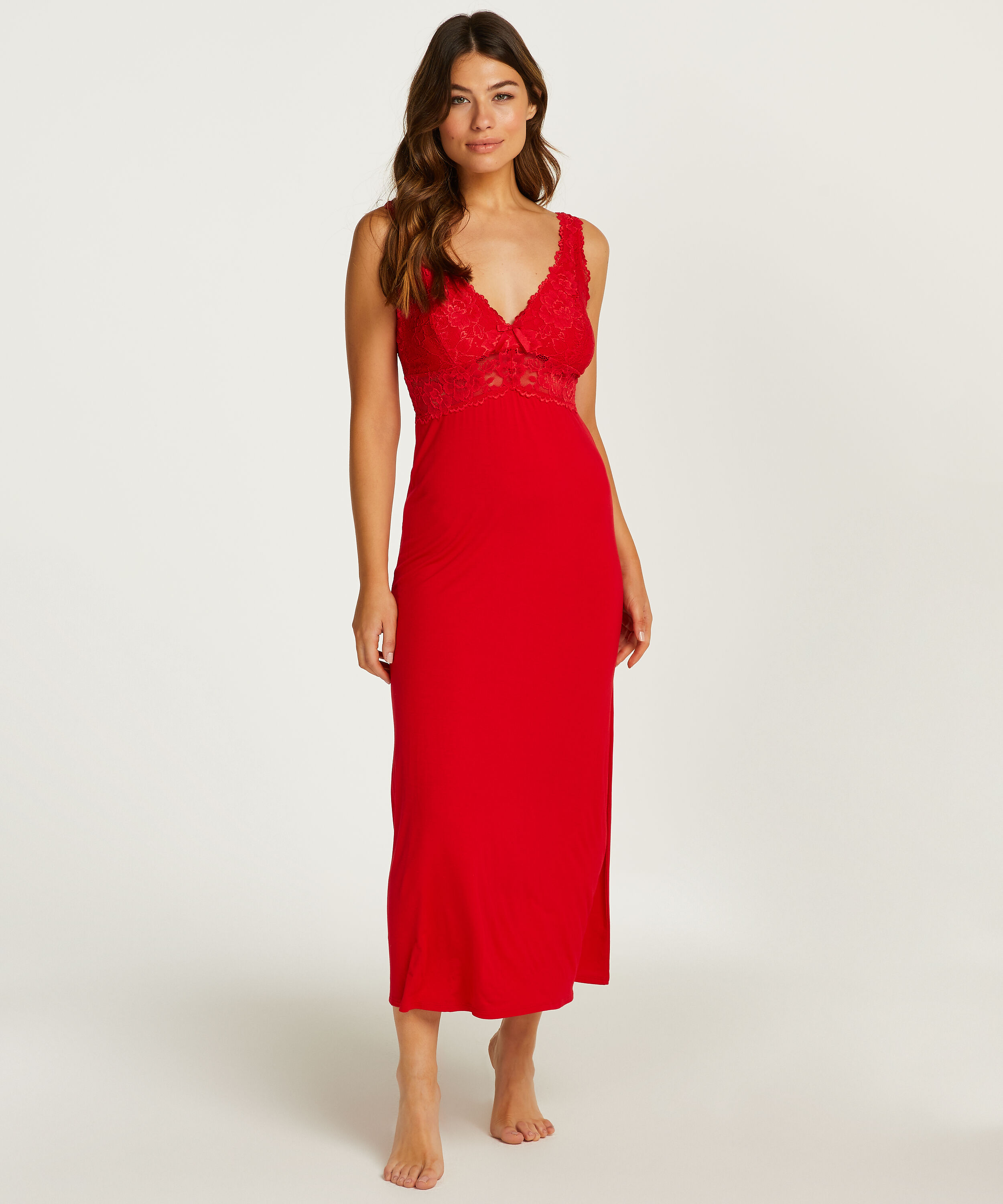 Slipdress Nora Lace Long, Rot Slipdress Nora Lace Long, Rot