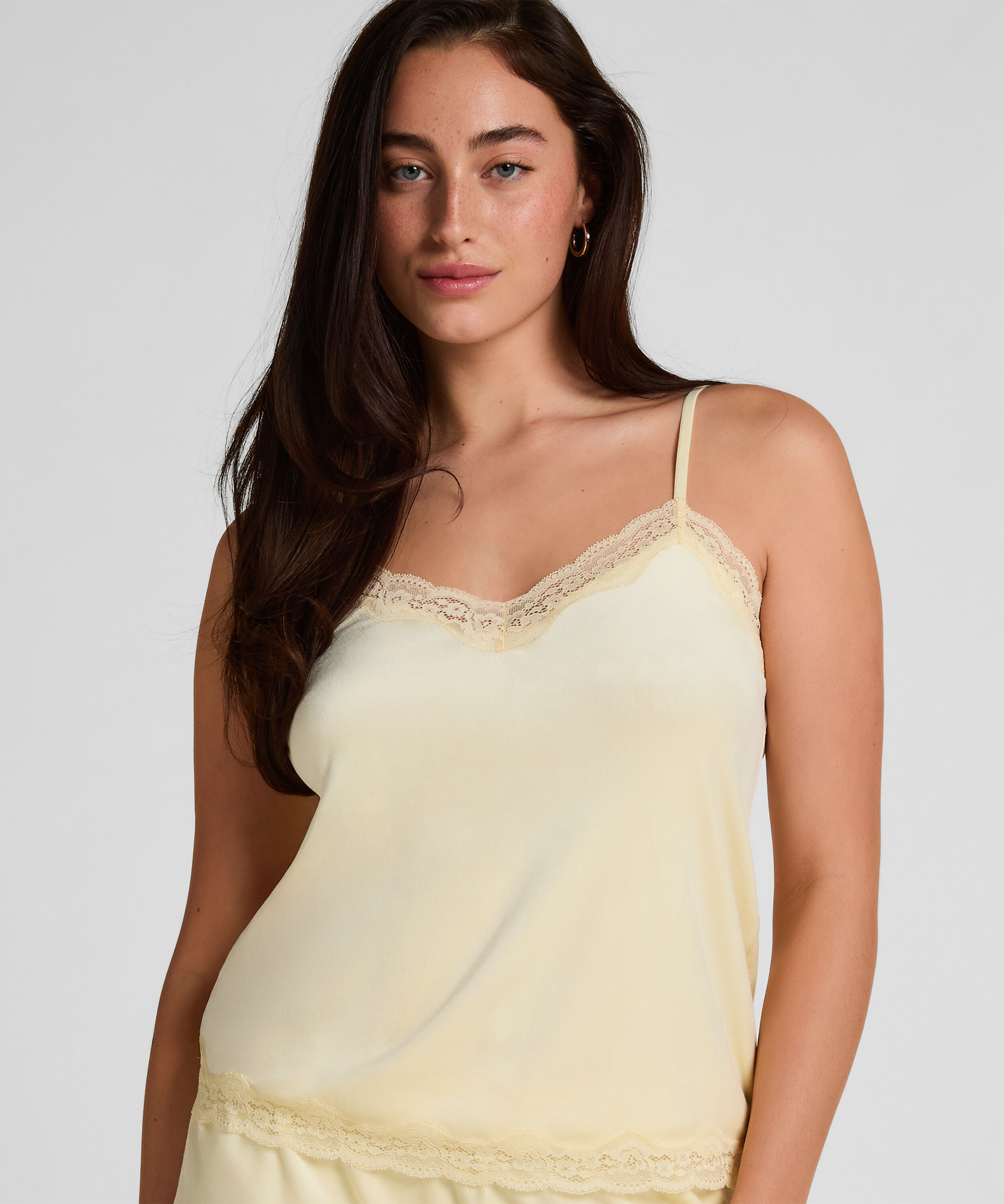 Cami Top Velours Lace, Gelb Cami Top Velours Lace, Gelb