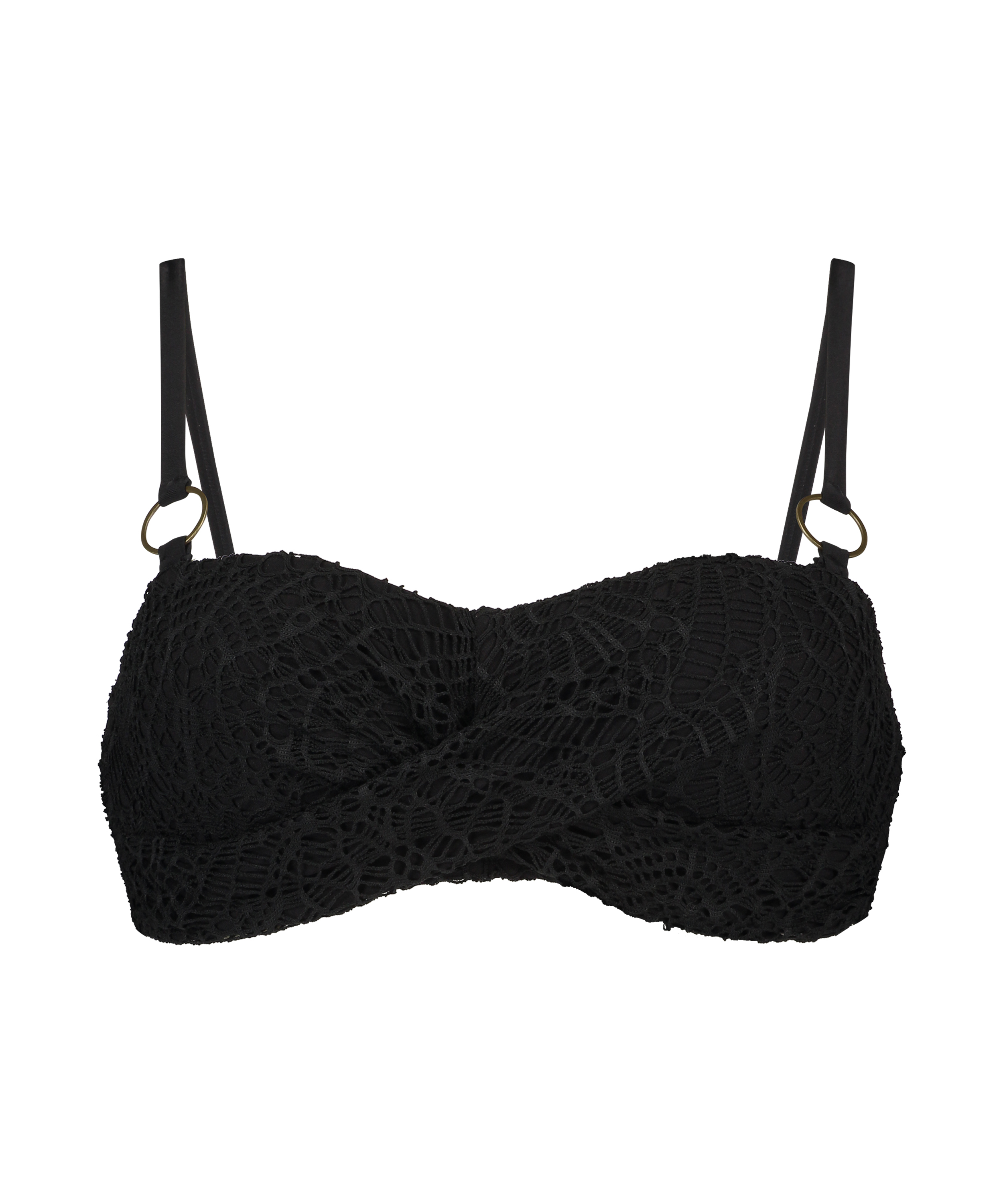 Vorgeformtes Bandeau-Bikini-Top Crochet, Schwarz, main