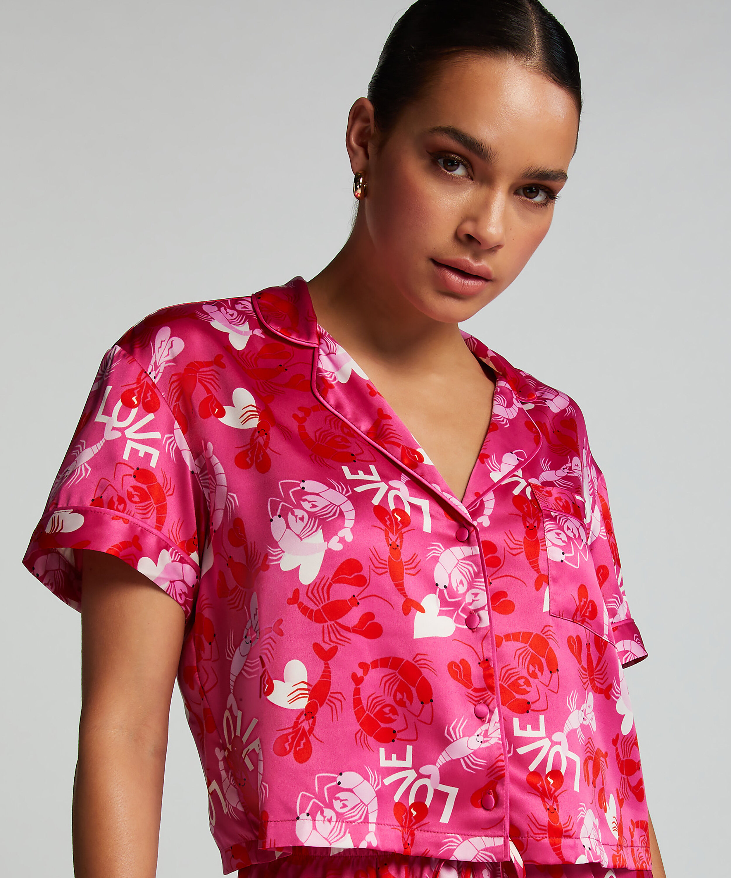 Kurzärmelige Satin-Jacke, Rose Kurzärmelige Satin-Jacke, Rose