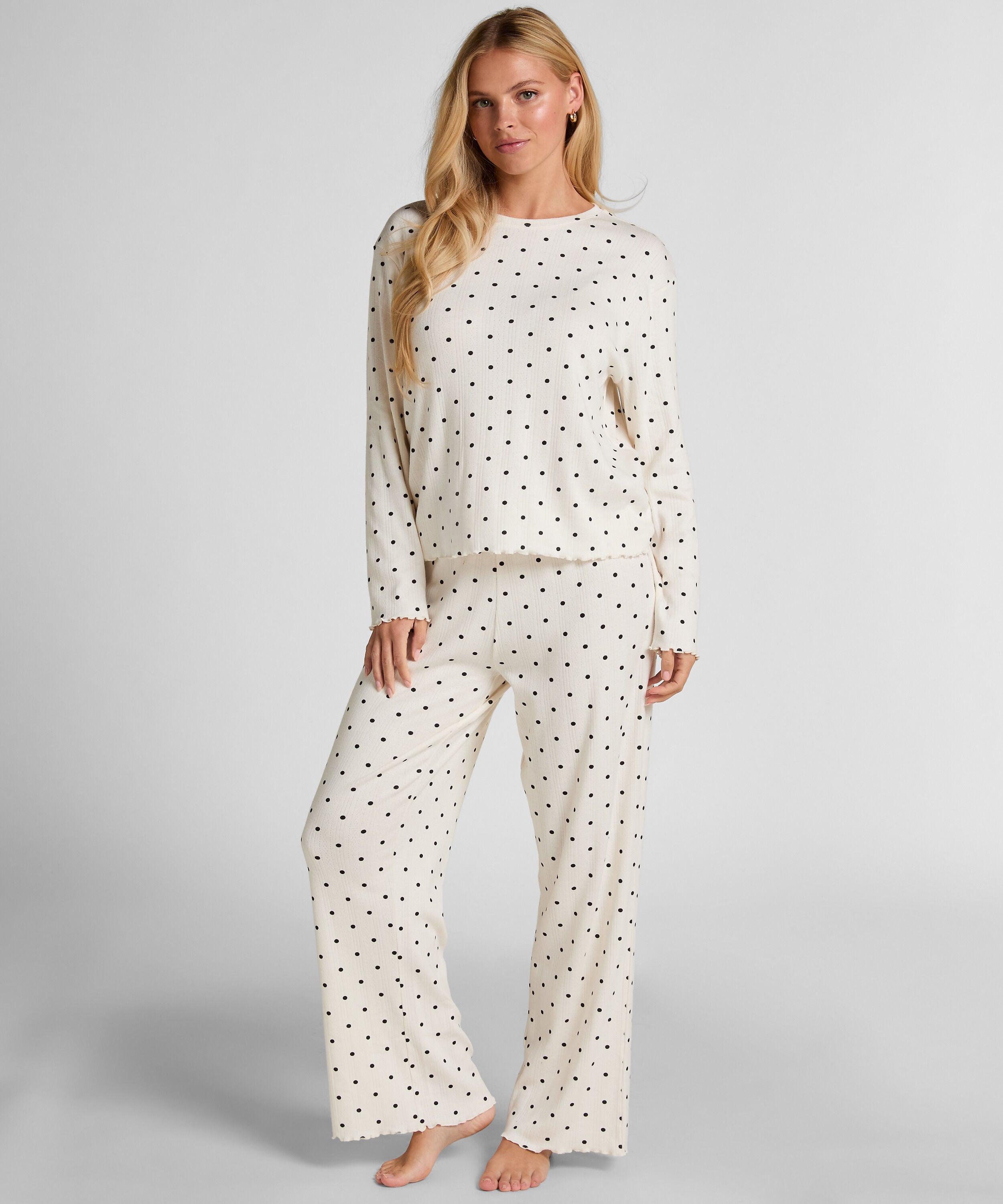 Pyjama Hose Loose Pointelle, Weiß Pyjama Hose Loose Pointelle, Weiß