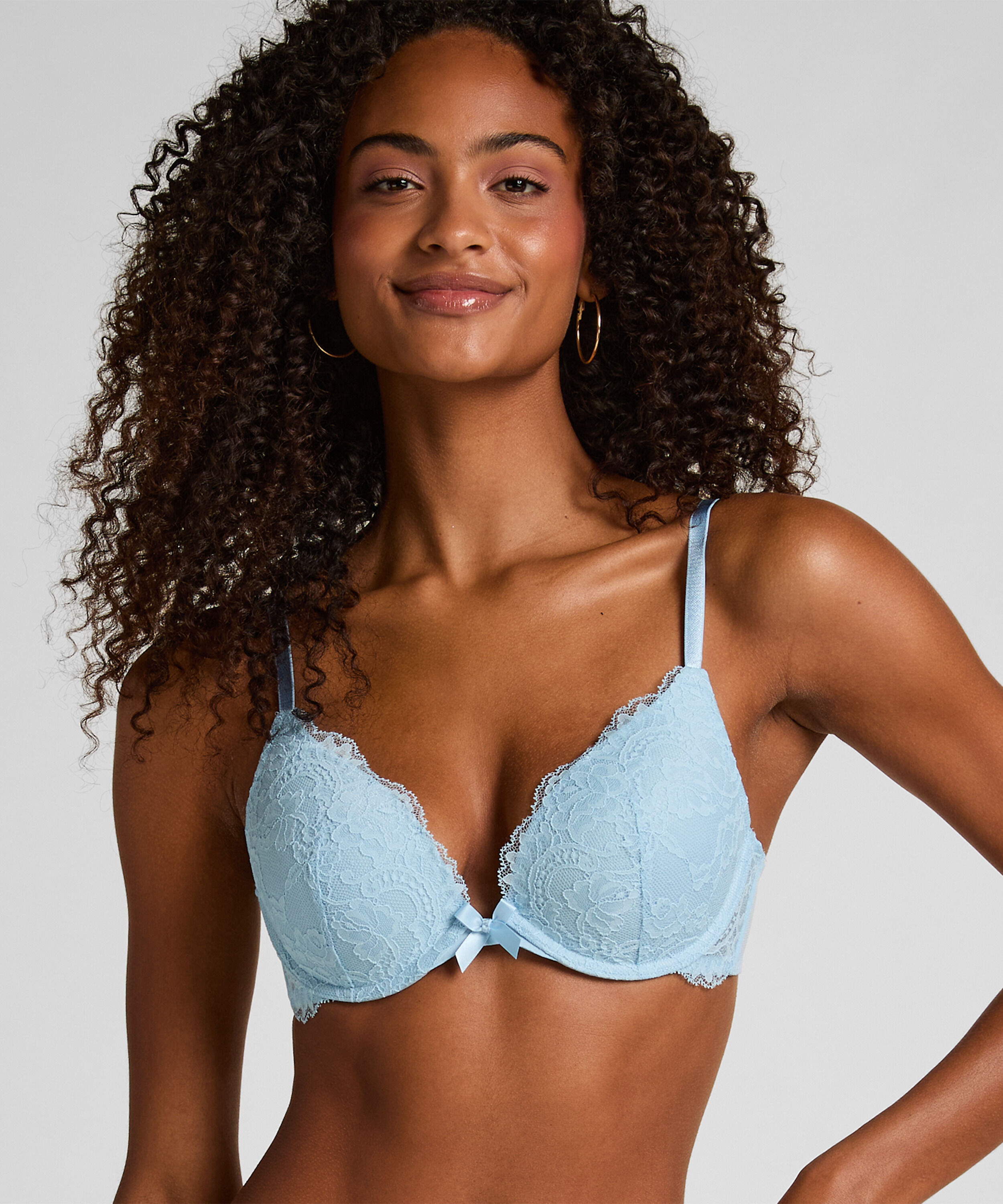 Vorgeformter Push-up-Bügel-BH Teddy, Blau