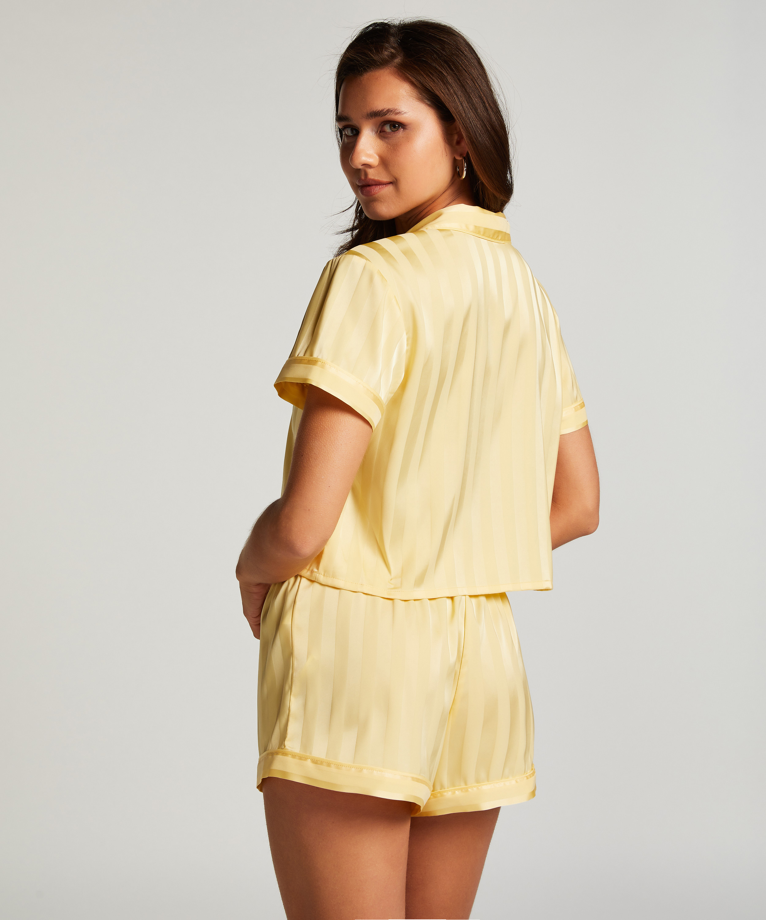 Pyjama-Shorts Satin, Gelb, main