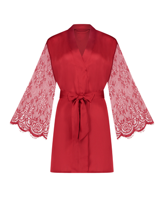 Kimono Satin und Spitze, Rot