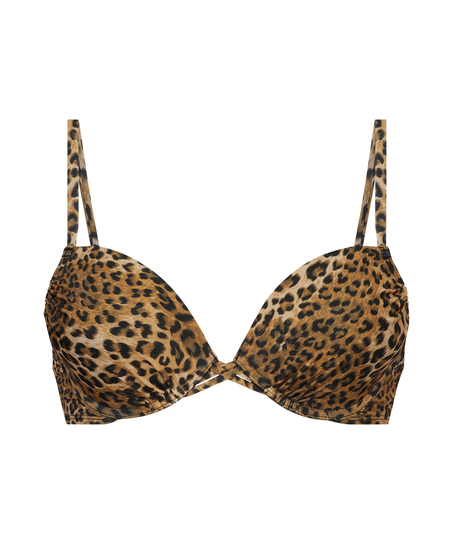 Vorgeformtes Bügel-Bikinitop Leopard, Braun