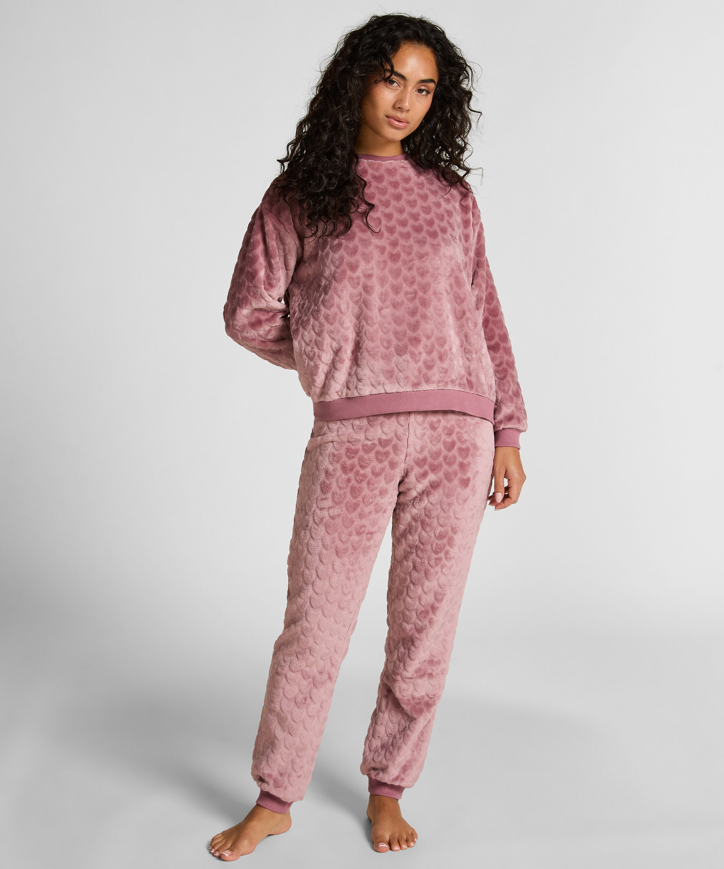 Pyjamaset Fleece Herz, Lila