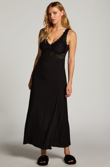 Hunkemöller Slipdress Nora Lace Long Schwarz