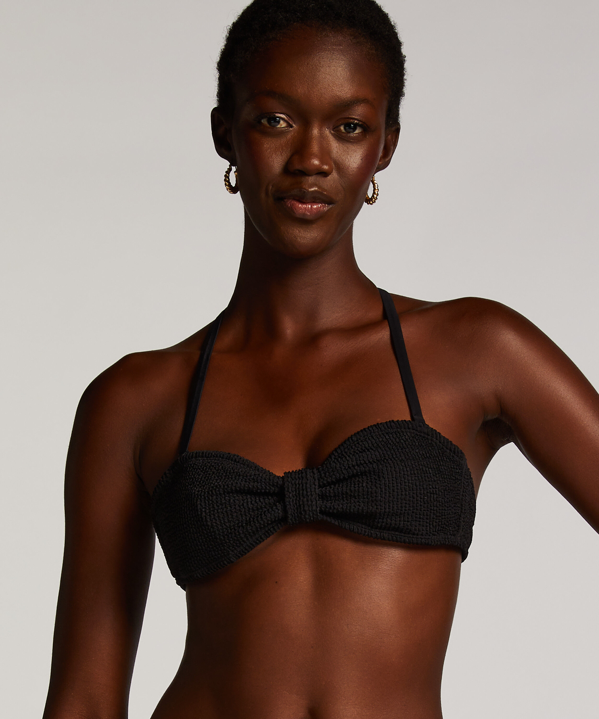 Bandeau Bikini Top Crinkle, Schwarz Bandeau Bikini Top Crinkle, Schwarz