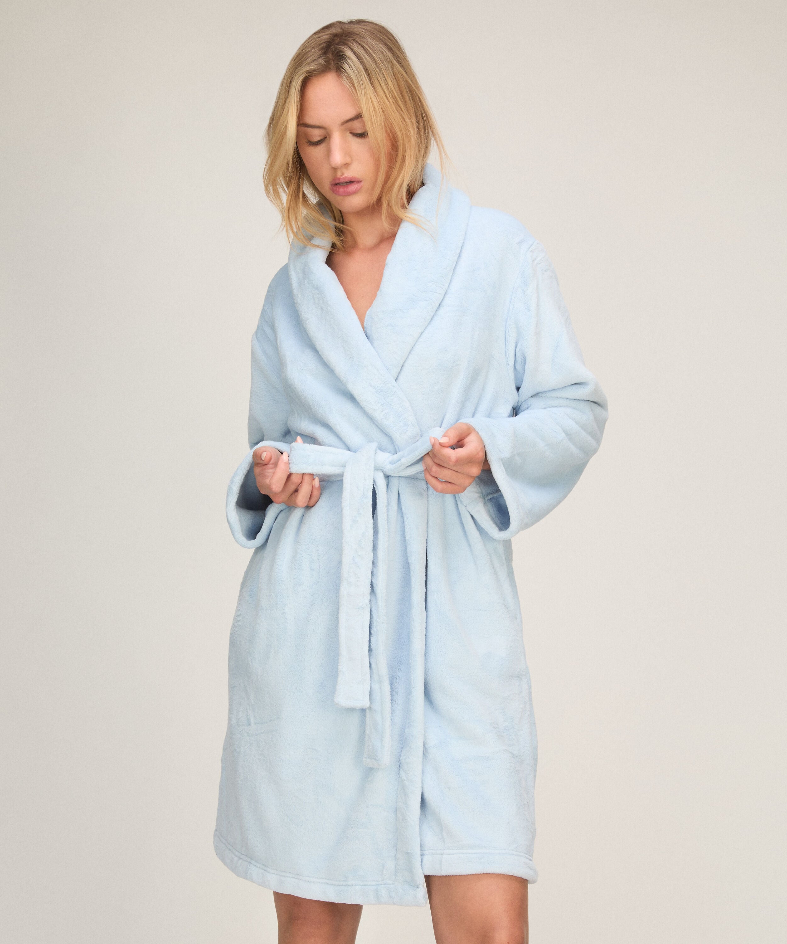 Fluffy-Fleece-Bademantel, Blau