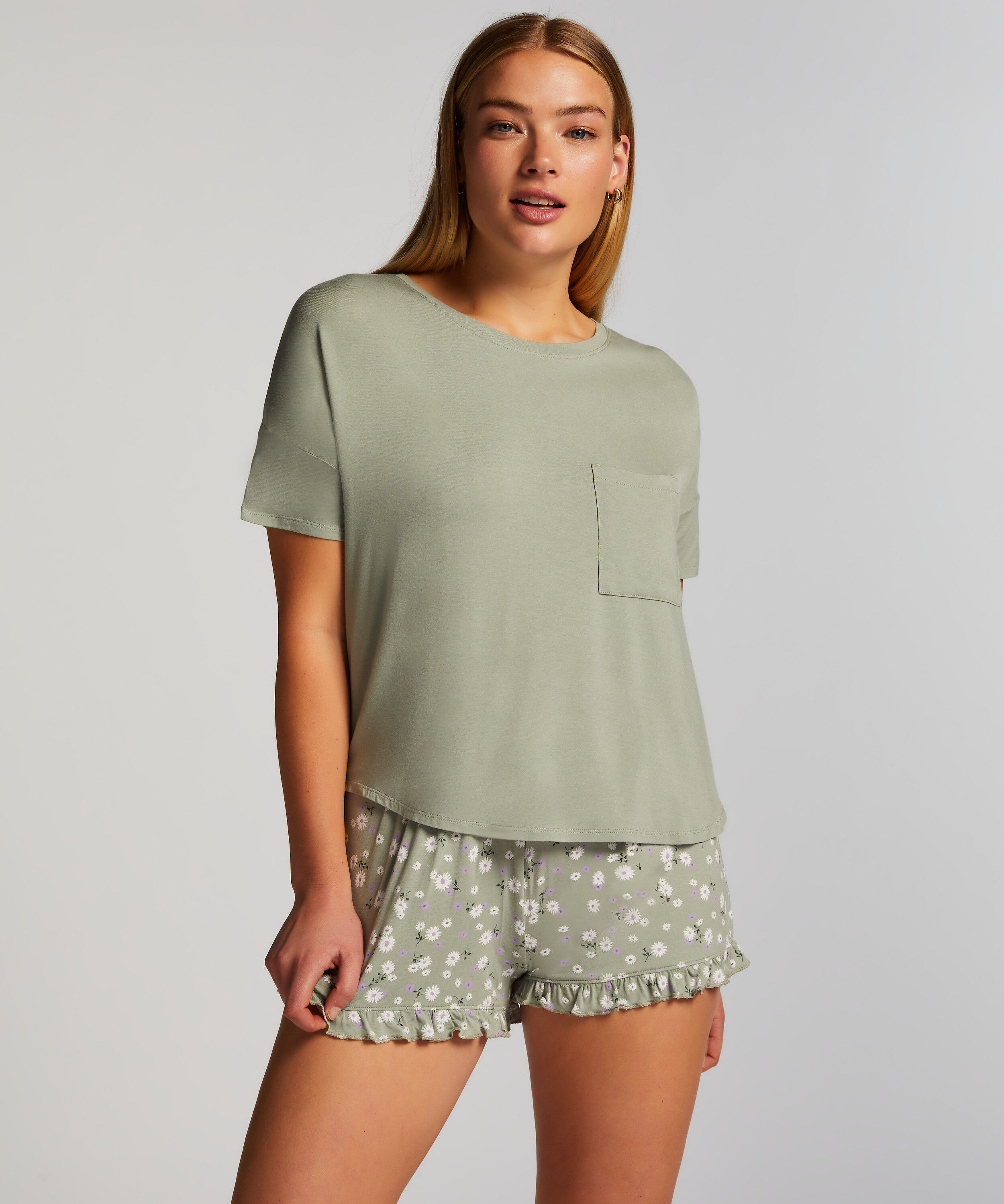 Kurzes Pyjamaset, Grün