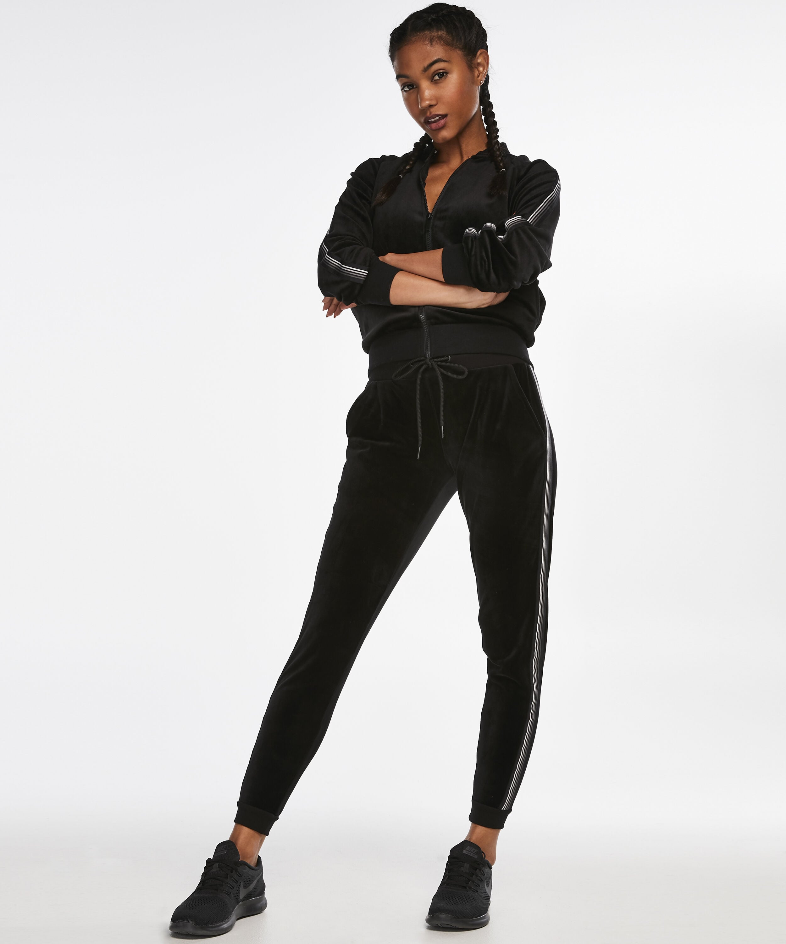 HKMX Sporthose Velours, Schwarz