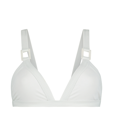 Triangle-Bikini-Oberteil aus Rippstoff Lana, Weiß