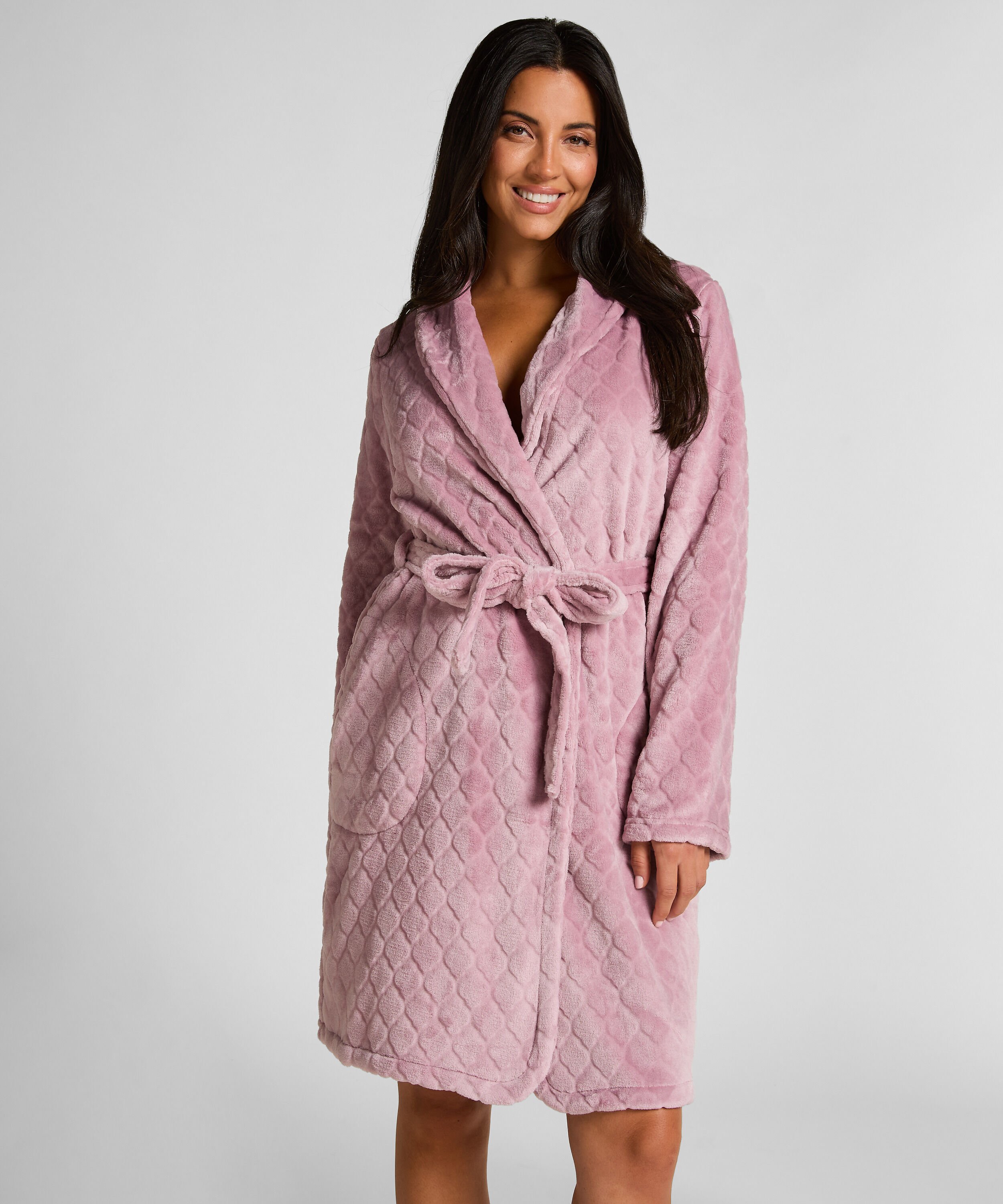 Bademantel kurz Fleece, Lila