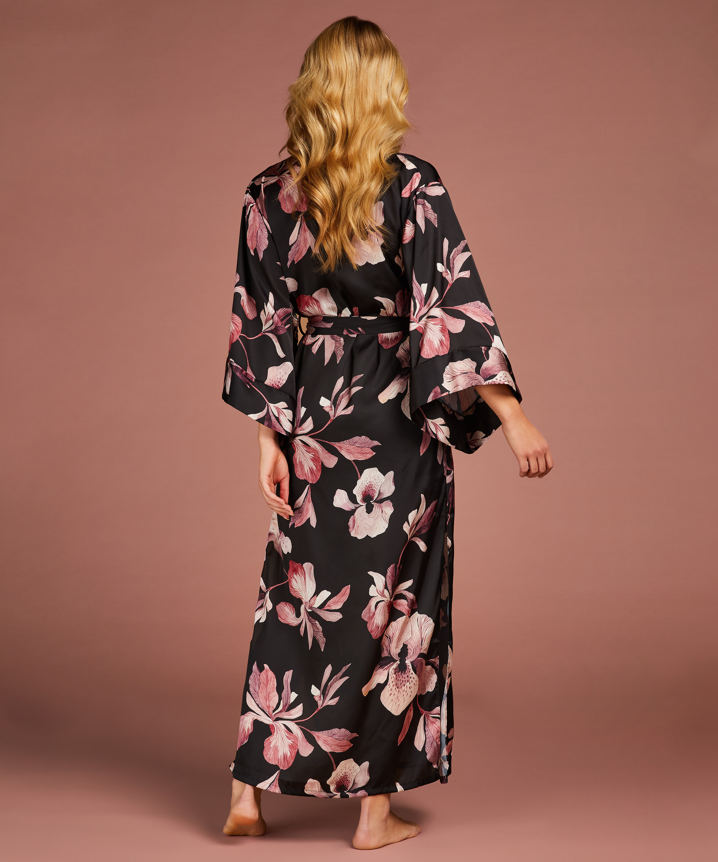 Kimono Satinblüte, Schwarz, main