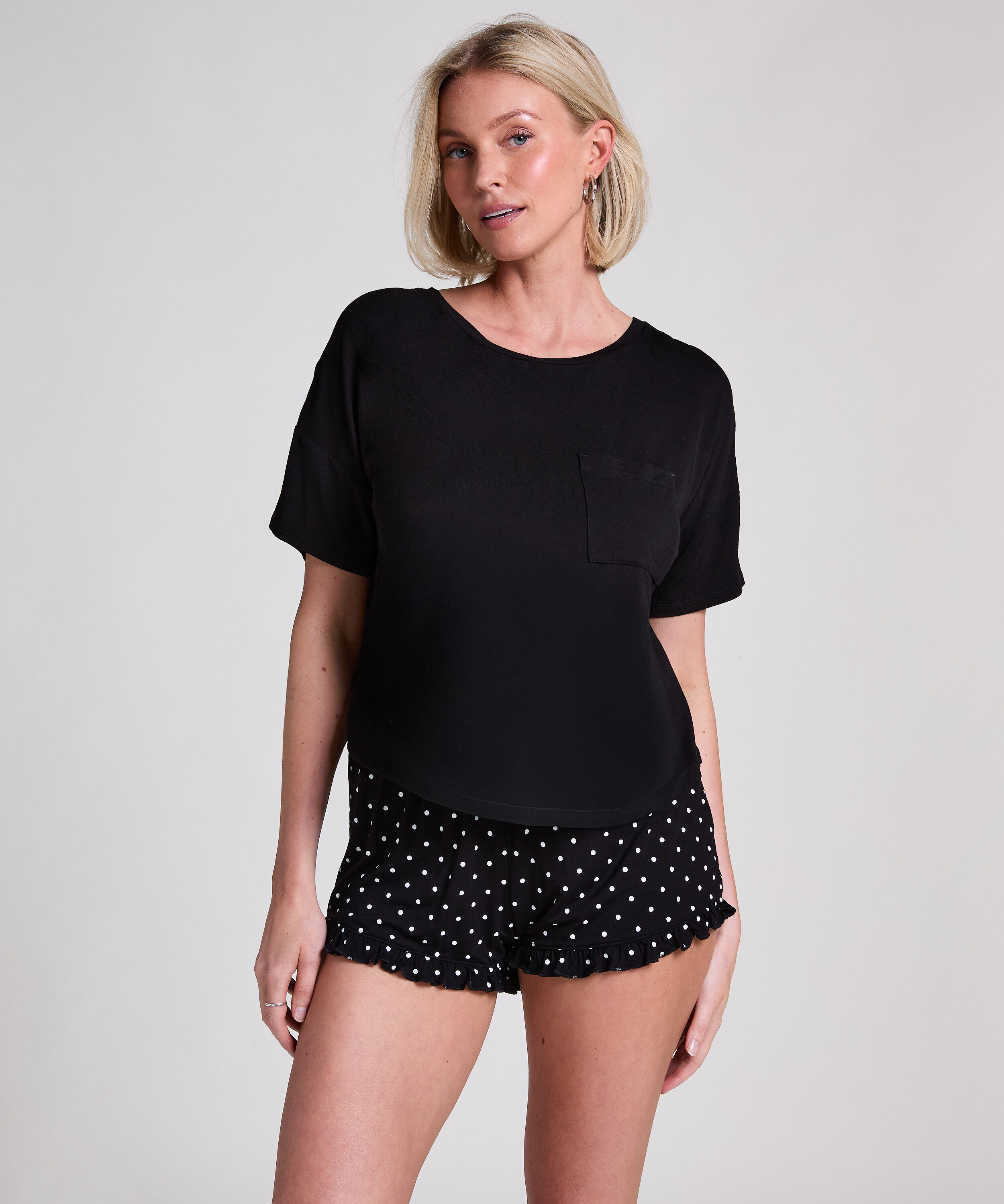 Kurzes Pyjamaset, Schwarz