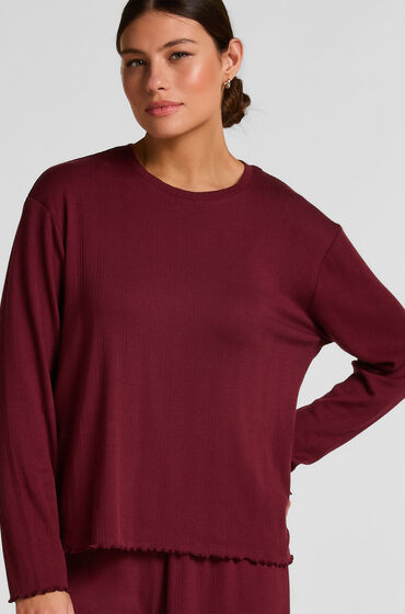 Hunkemöller Pyjama Top Loose Pointelle Rot