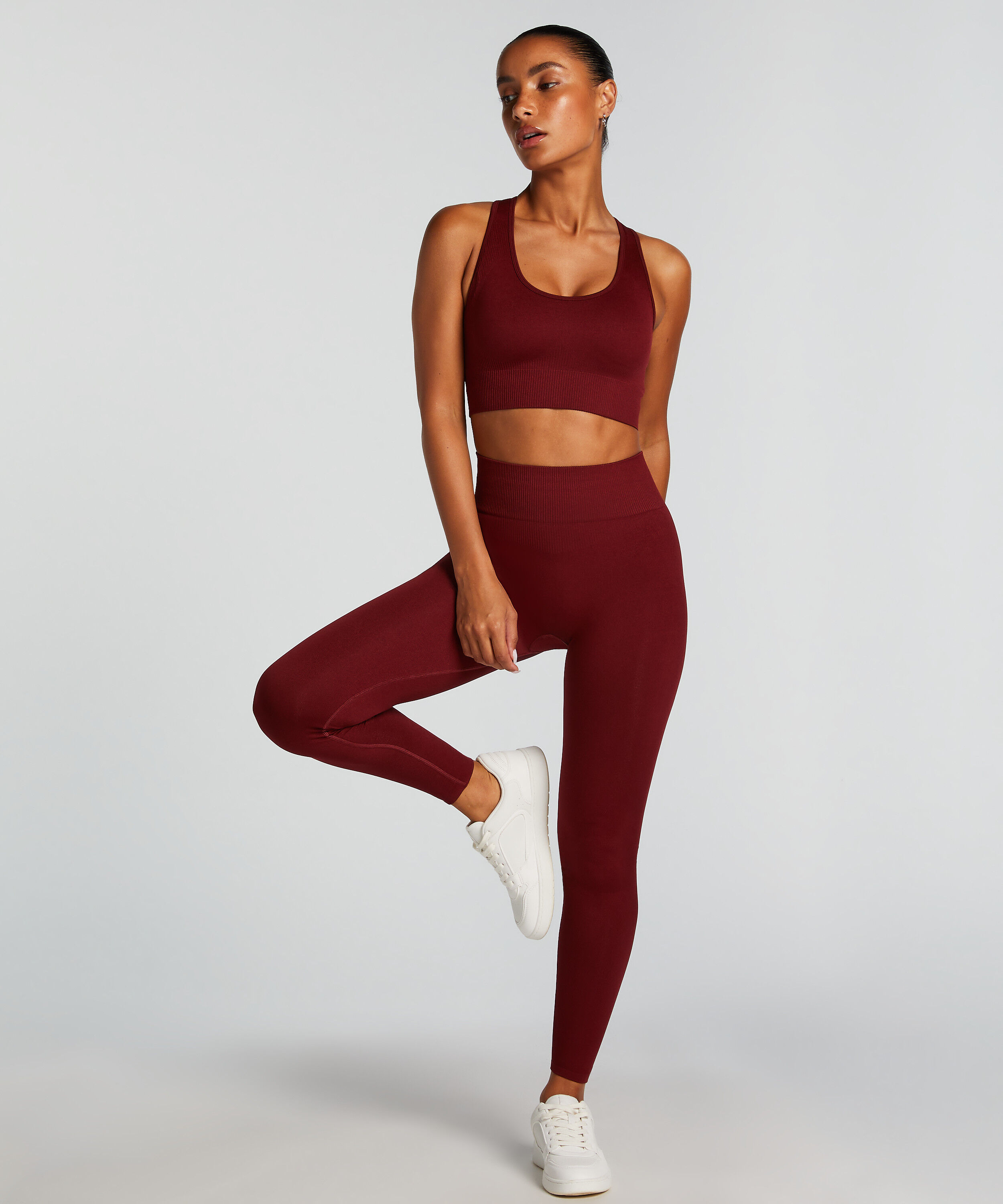 HKMX High Waisted nahtlose Sportleggings, Rot