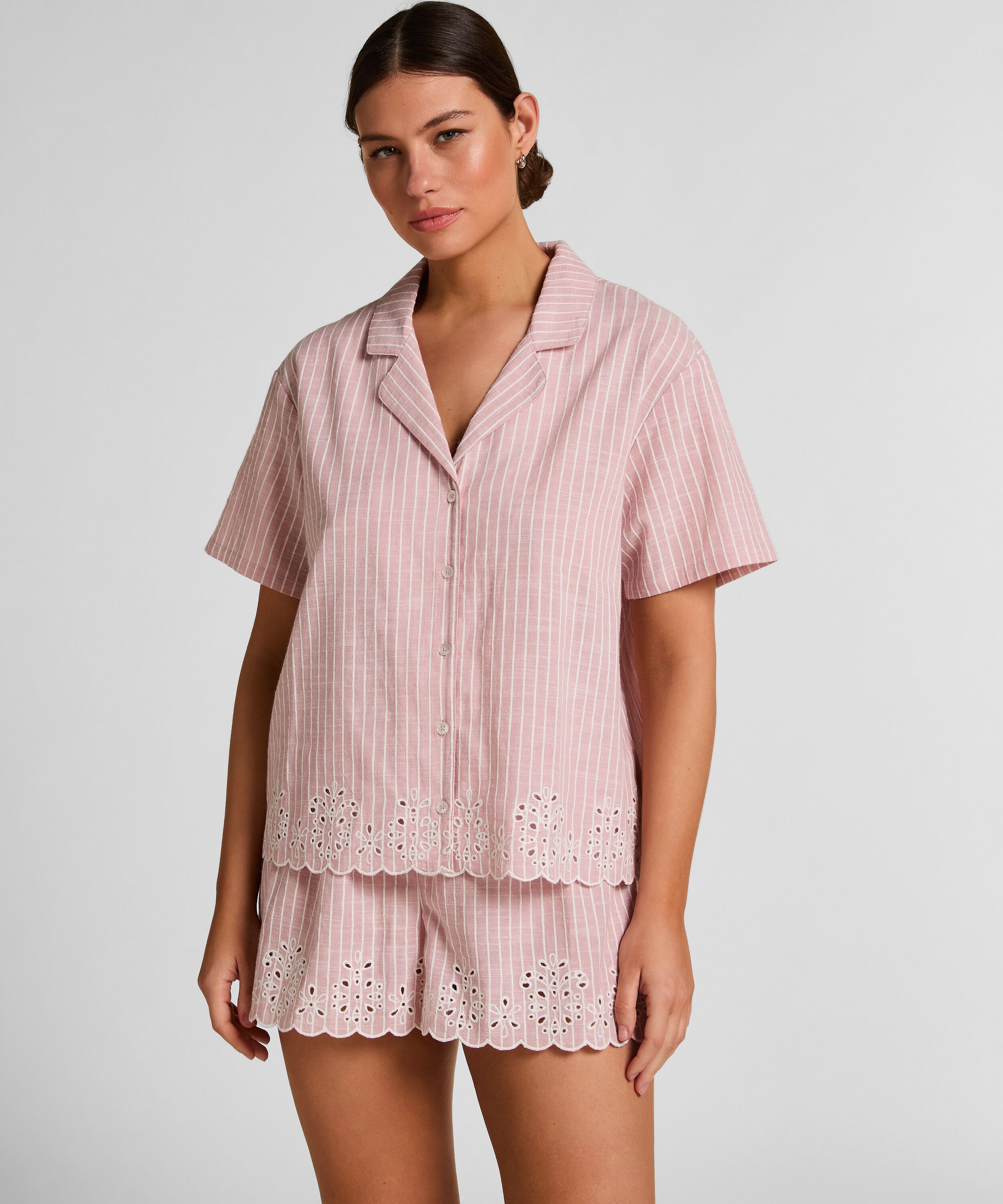 Gestreifte Pyjama-Shorts, Rose
