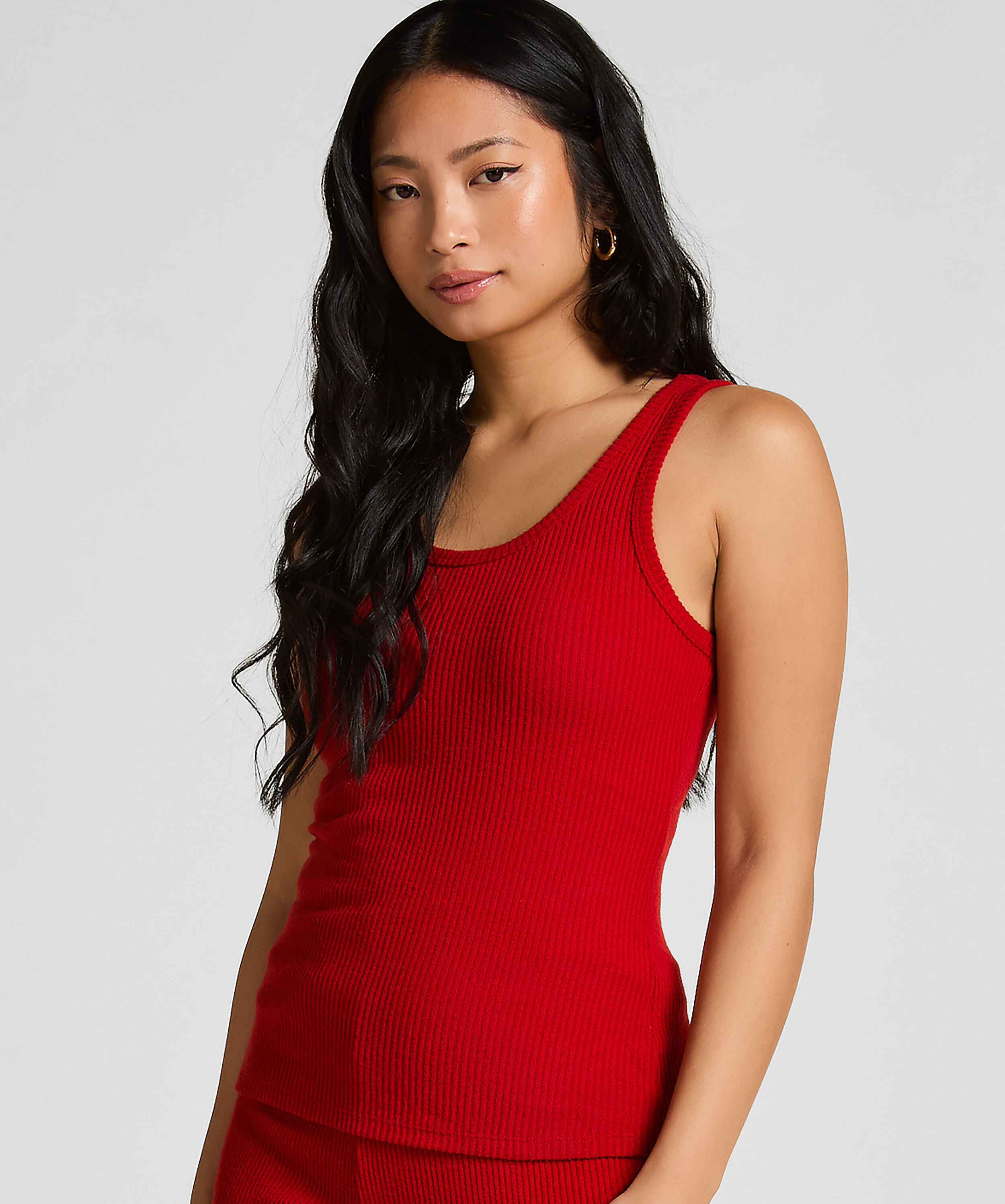 Singlet aus gebürstetem Jersey-Rippstrick, Rot