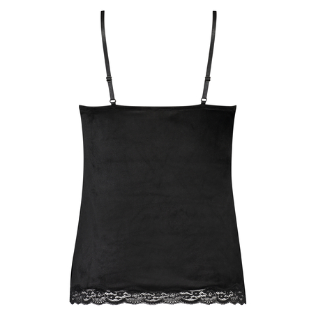Cami Velours Spitze, Schwarz