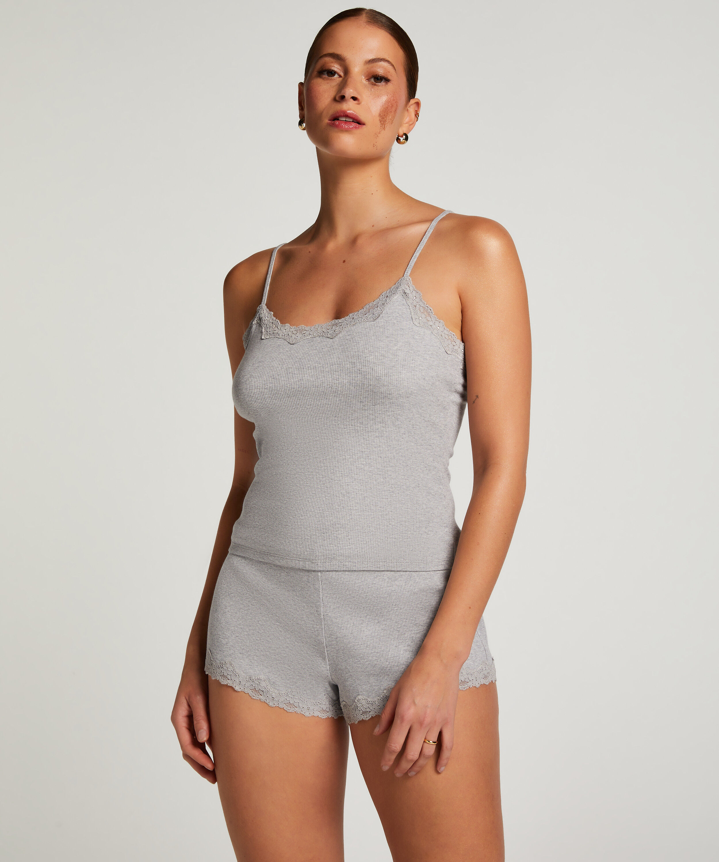 Kurzes Pyjama-Set Cami, Grau