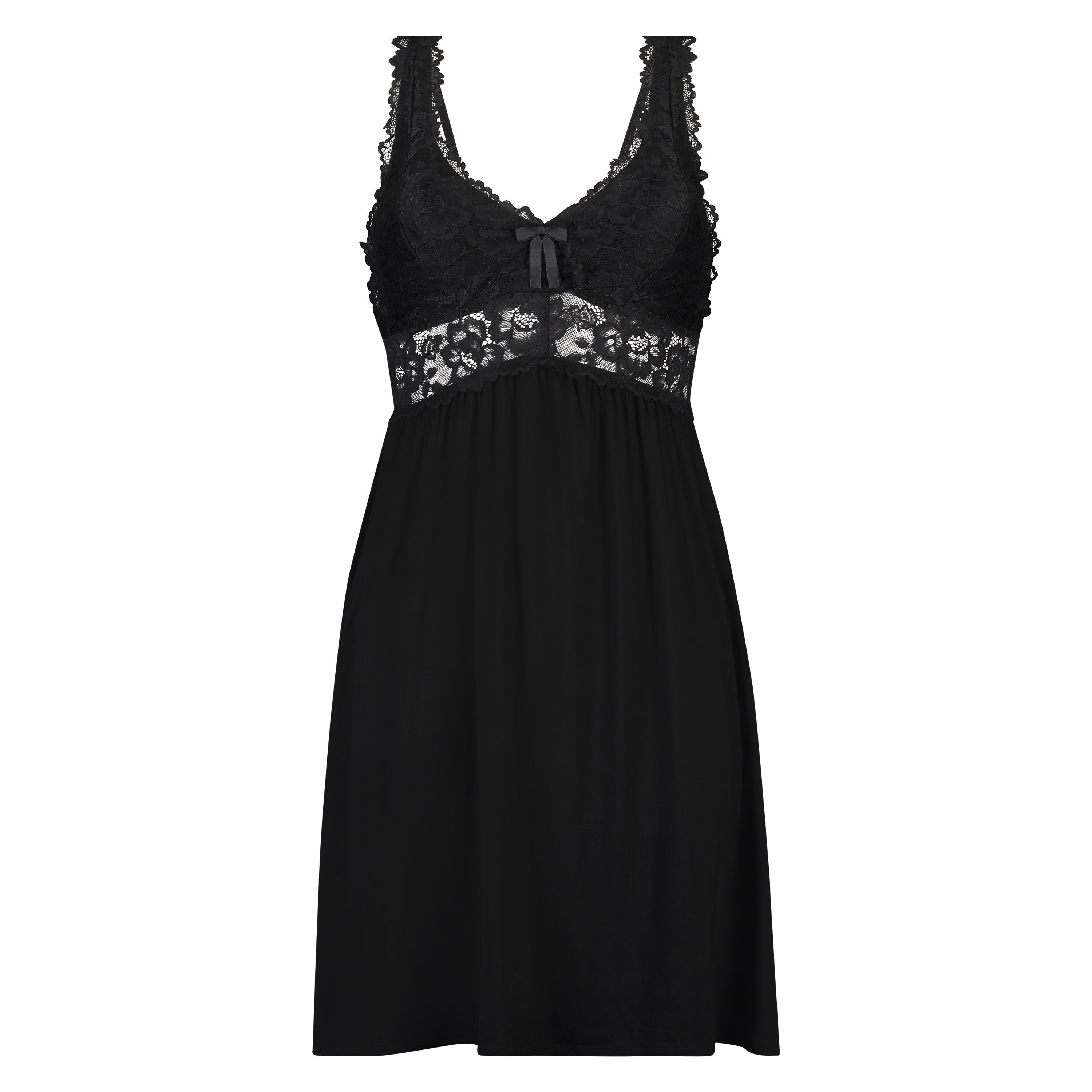 Slipdress Modal Lace, Schwarz