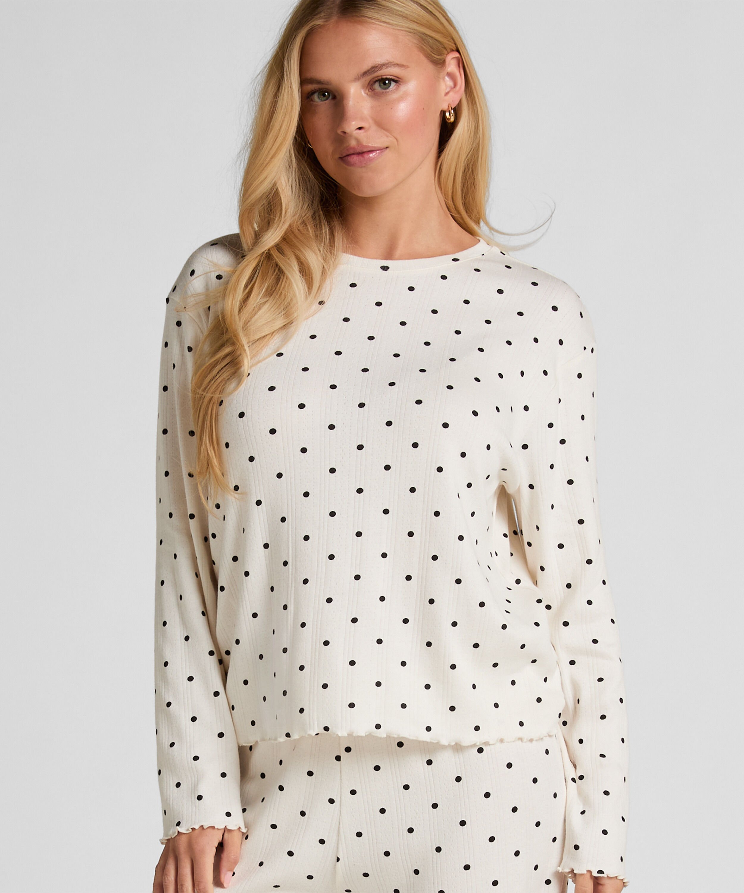Pyjama Top Loose Pointelle, Weiß