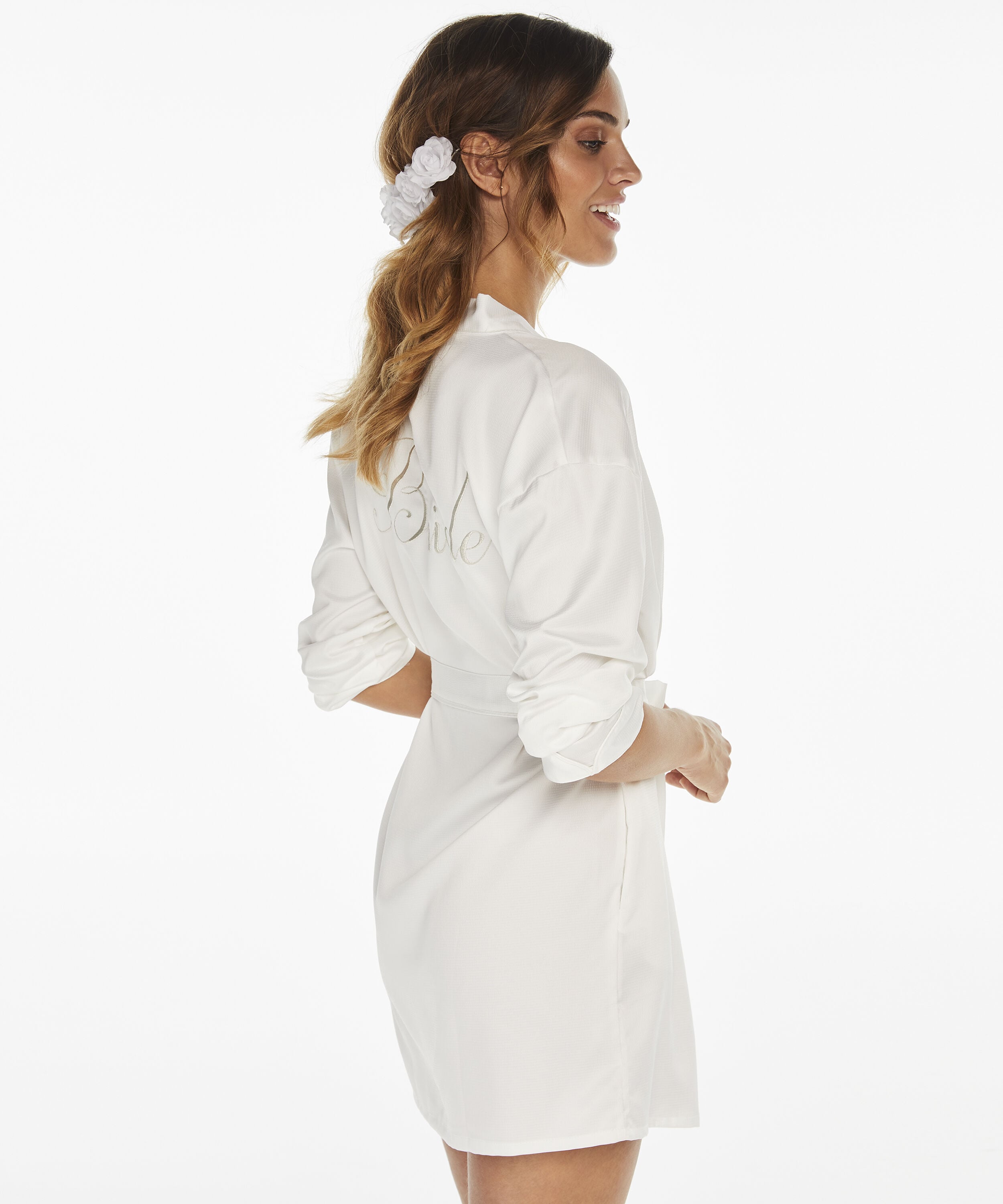 Kimono Satin Bridal, Weiß