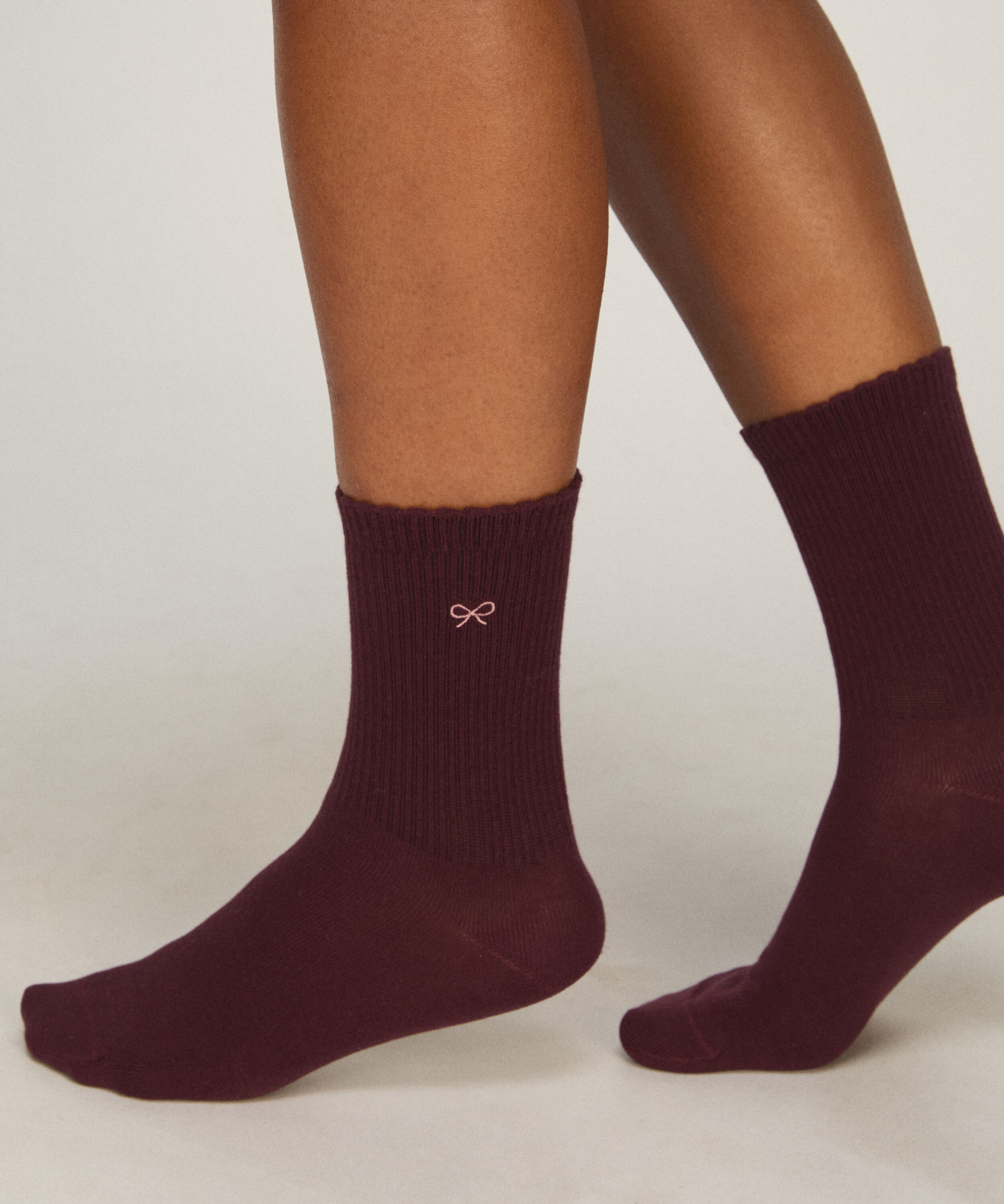 2 Paar Baumwoll-Crew-Socken, Rose