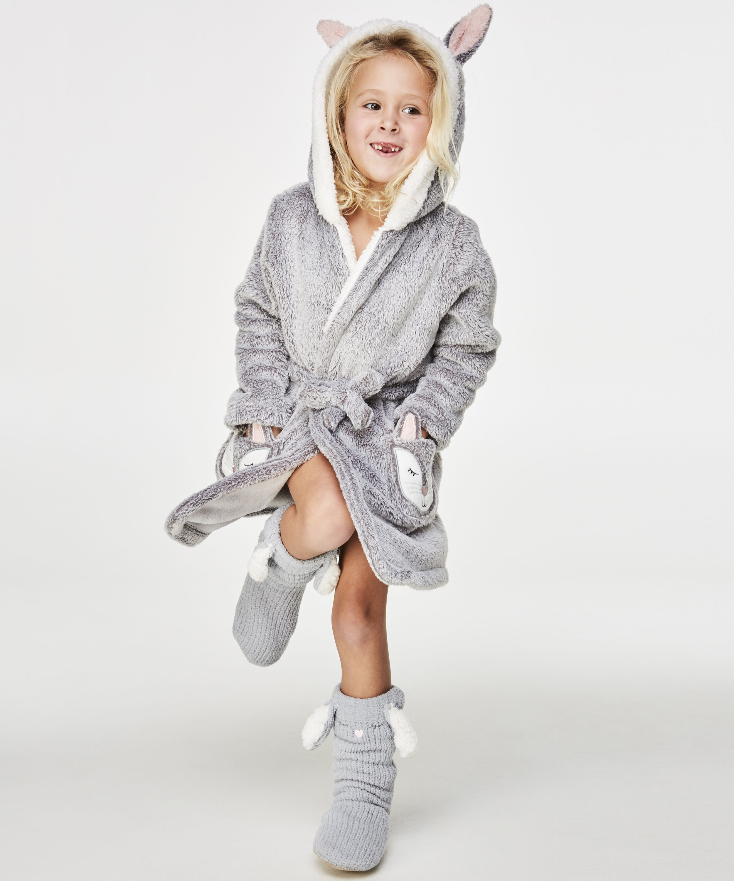 Bademantel Fleece Kids, Grau