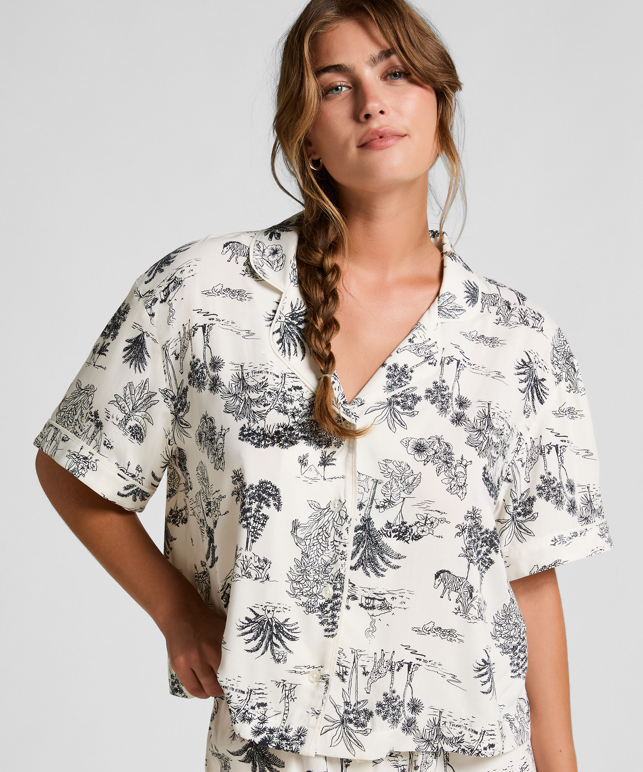 Kurzärmelige Jacke aus Webstoff, Weiß