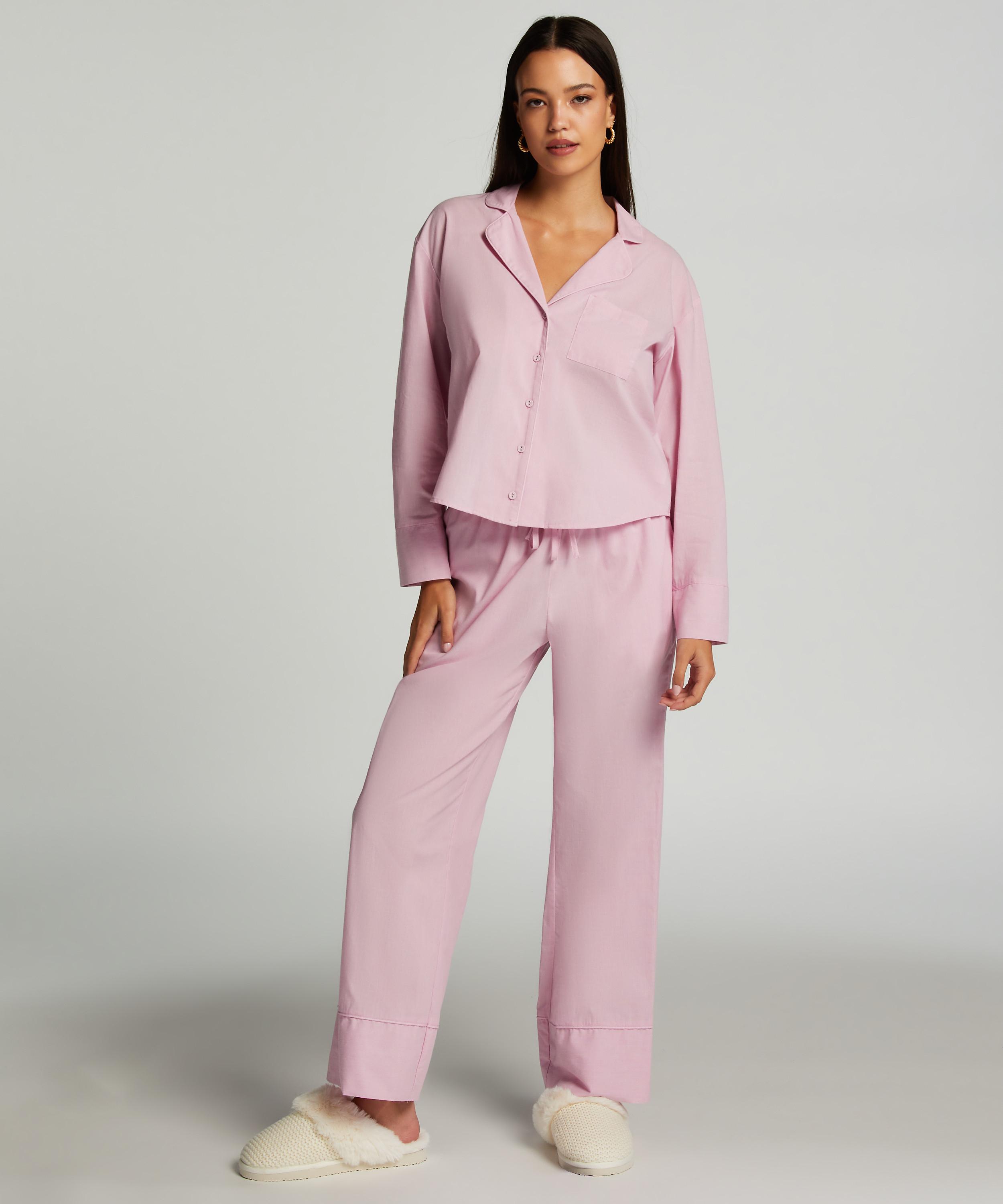 Pyjama-Oberteil aus Baumwolle , Rose, main