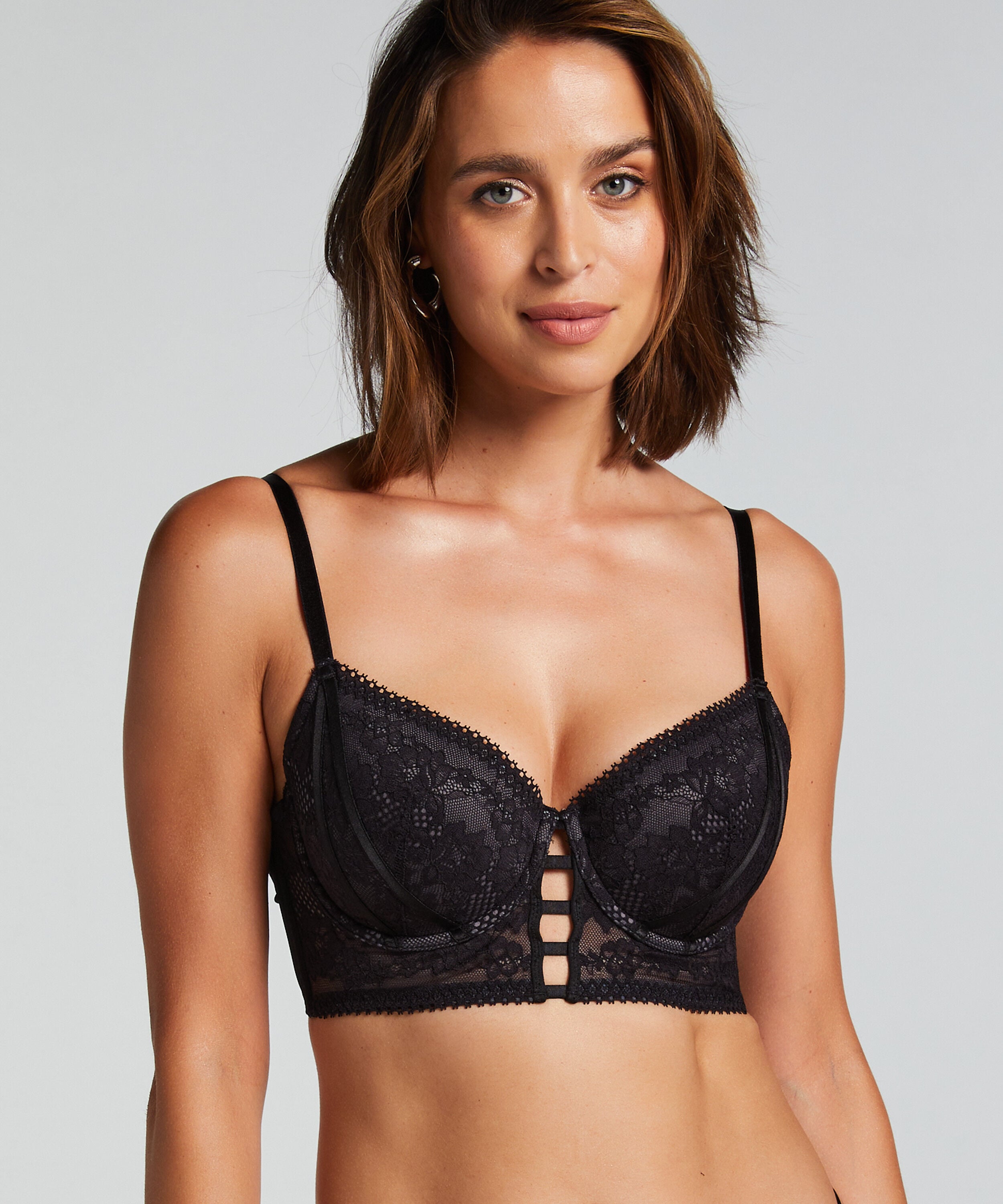 Wattierter Longline-Bügel-BH Vera, Schwarz