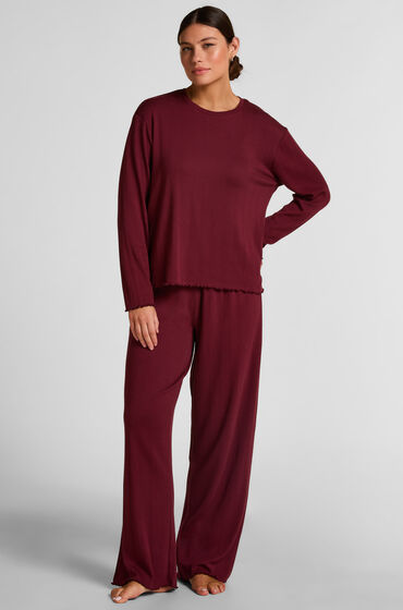 Hunkemöller Pyjama Hose Loose Pointelle Rot
