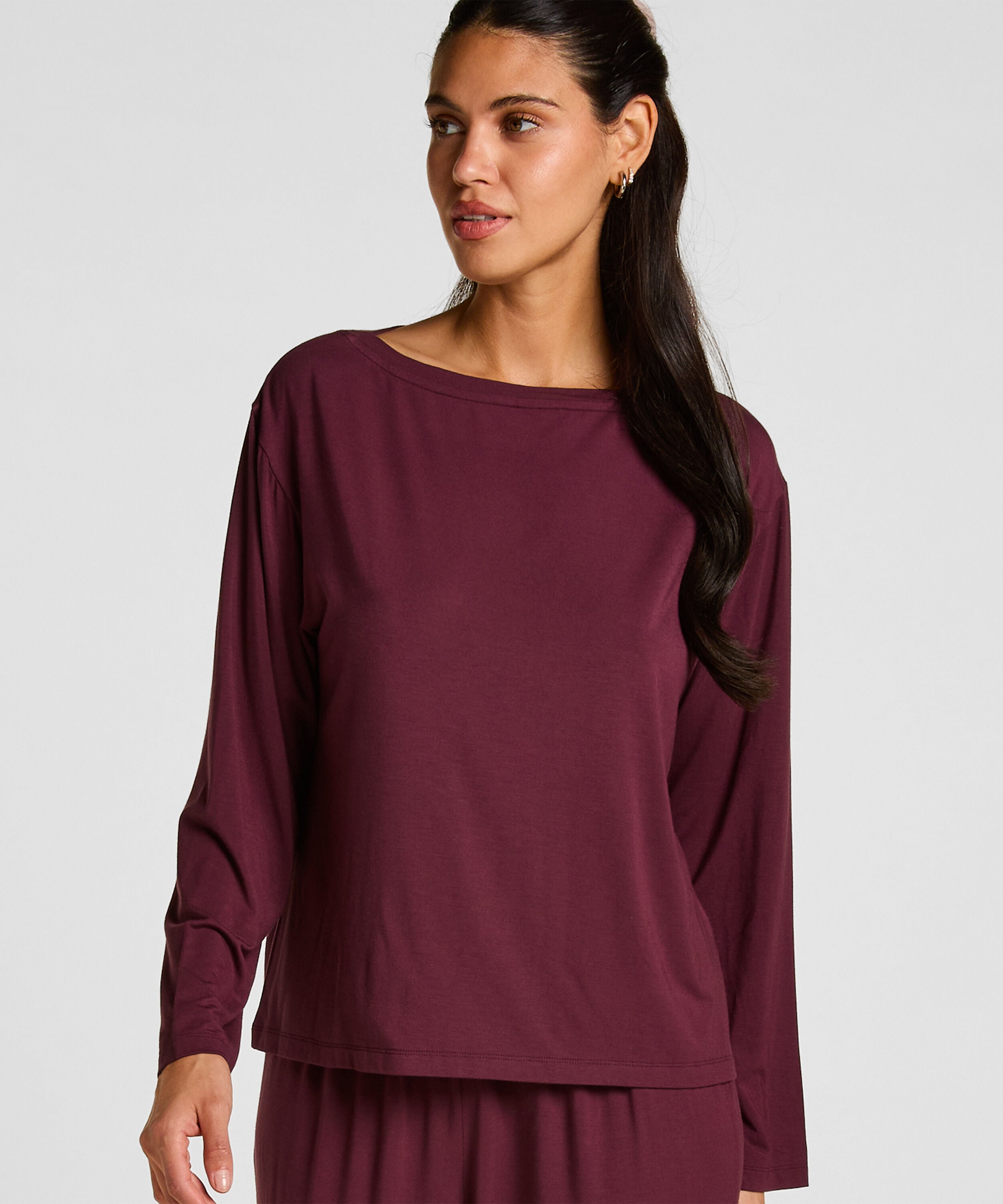 Schlafshirt Langarm Jersey, Lila