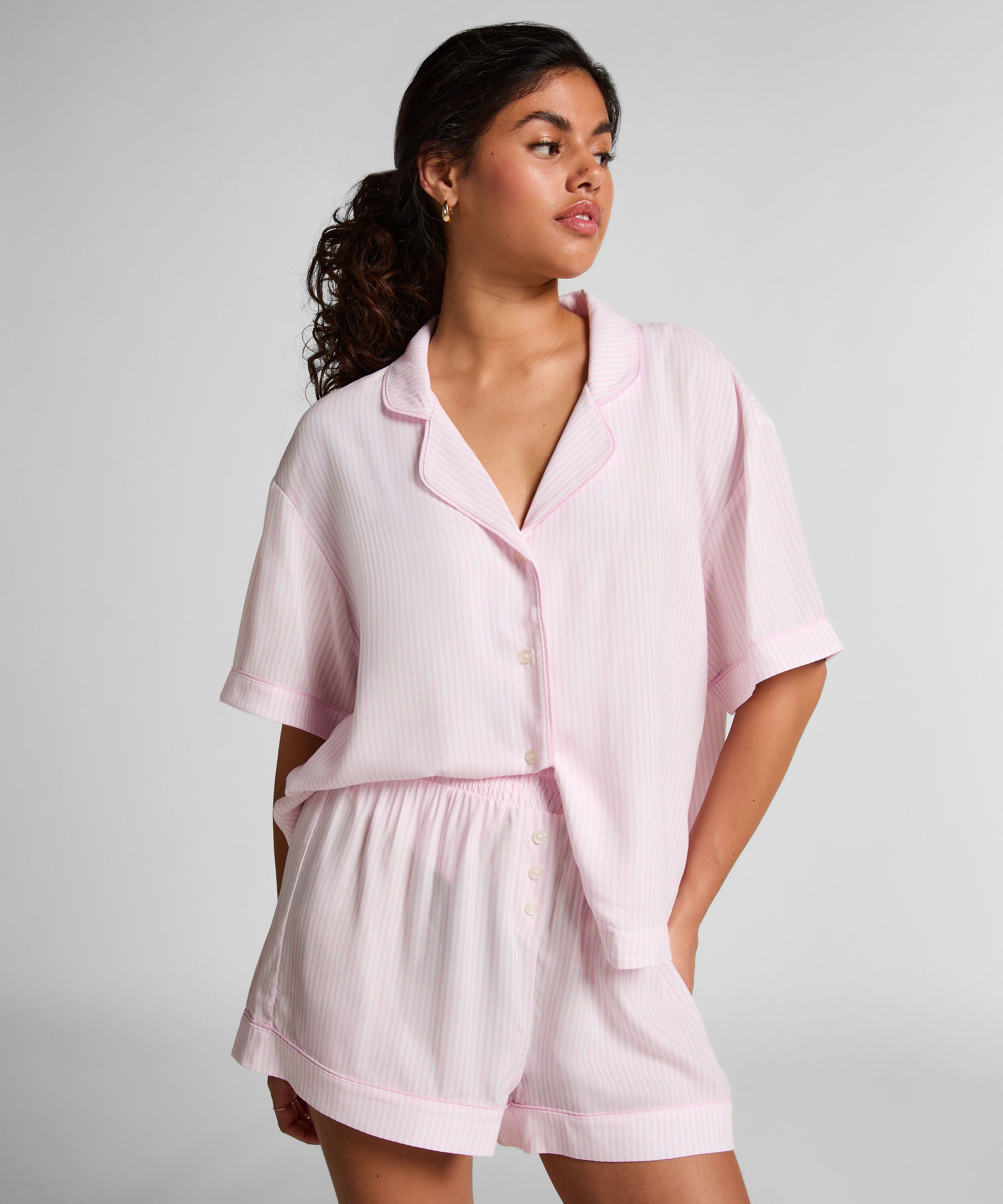 Gewebte Pyjama-Shorts, Rose Gewebte Pyjama-Shorts, Rose