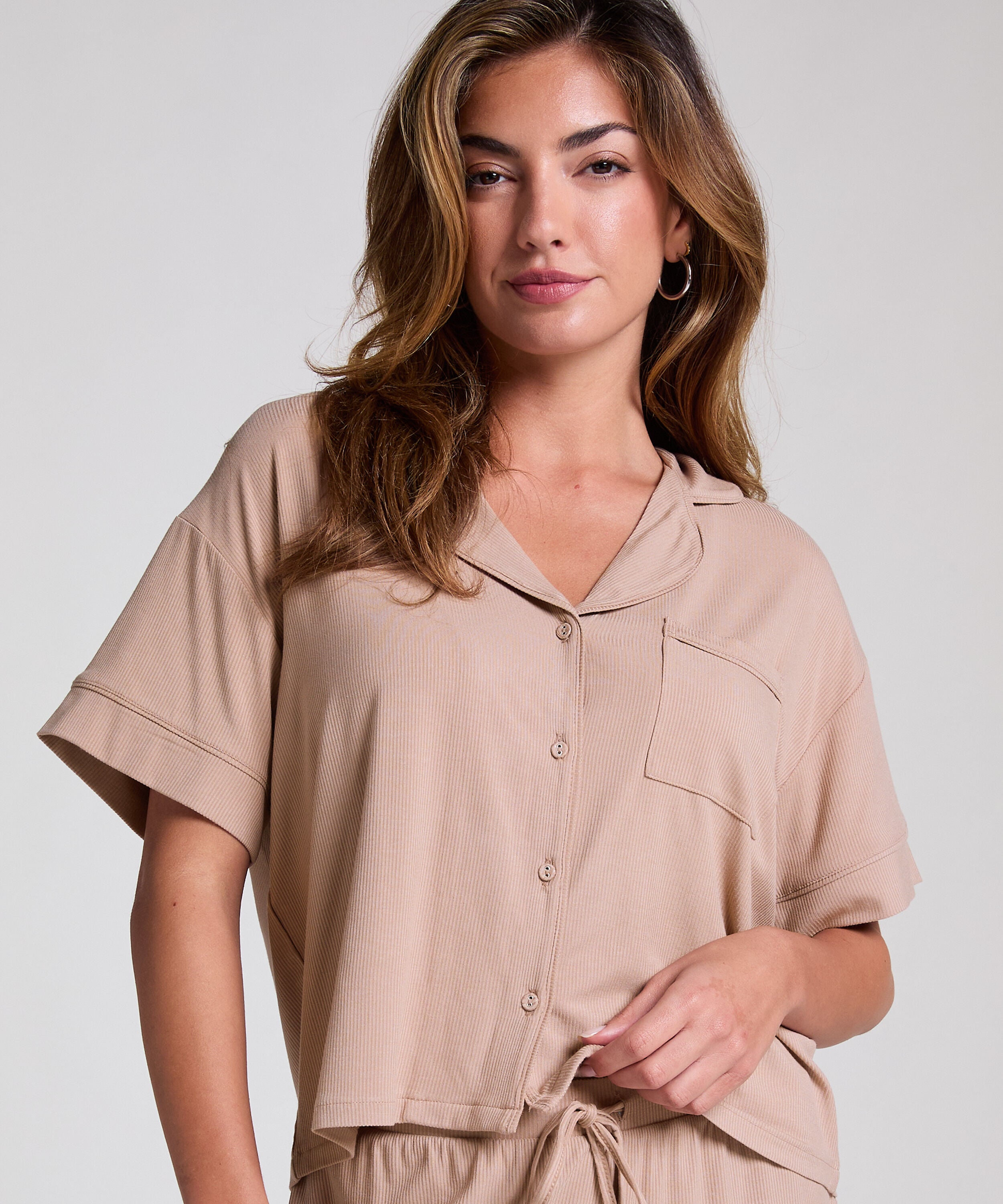 Kurzärmelige Jersey-Jacke Essential, Beige