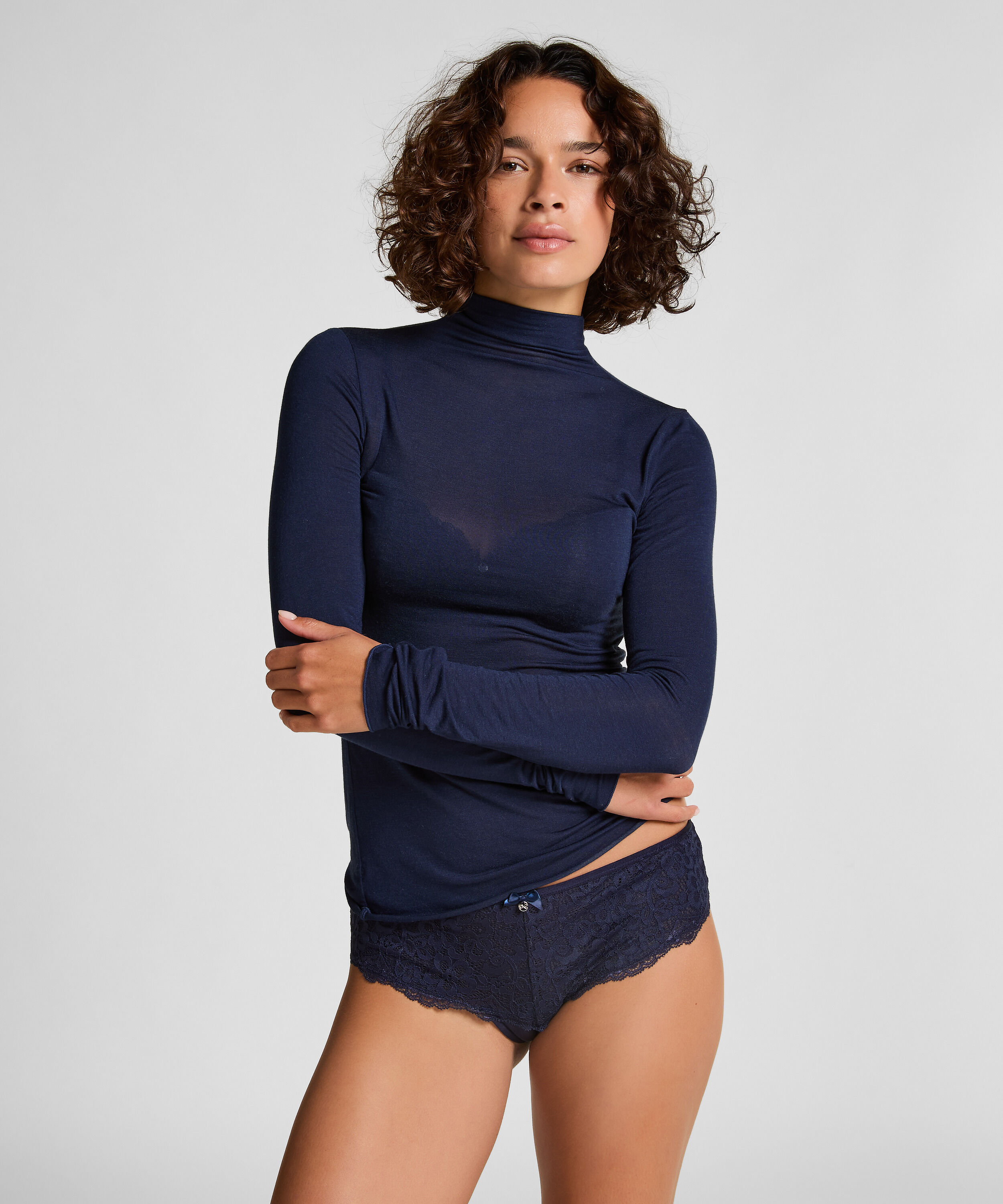 Super Soft Shirt aus Kaschmir-Mix mit Rollkragen, Blau Super Soft Shirt aus Kaschmir-Mix mit Rollkragen, Blau