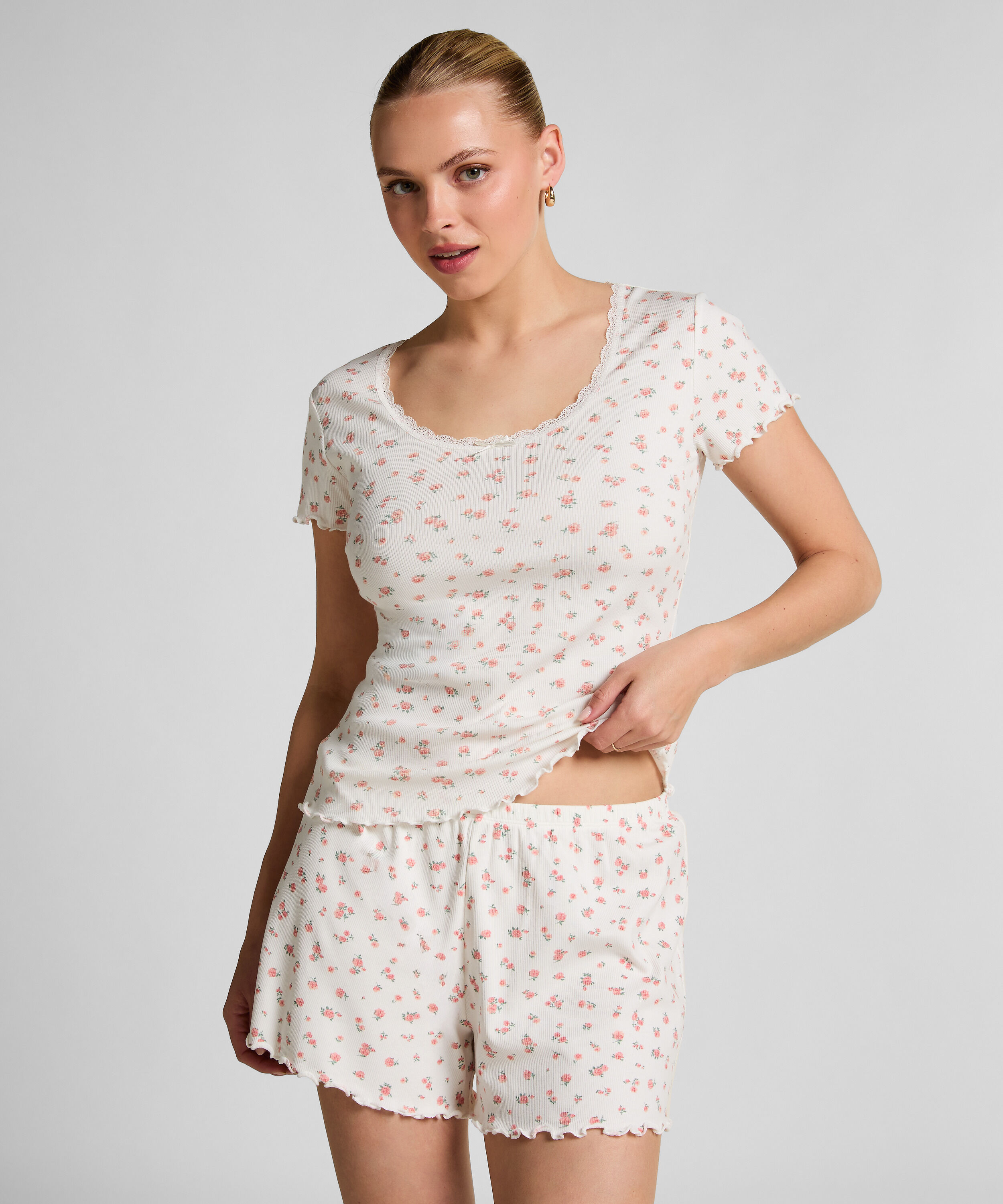 Gerippte Pyjamashorts