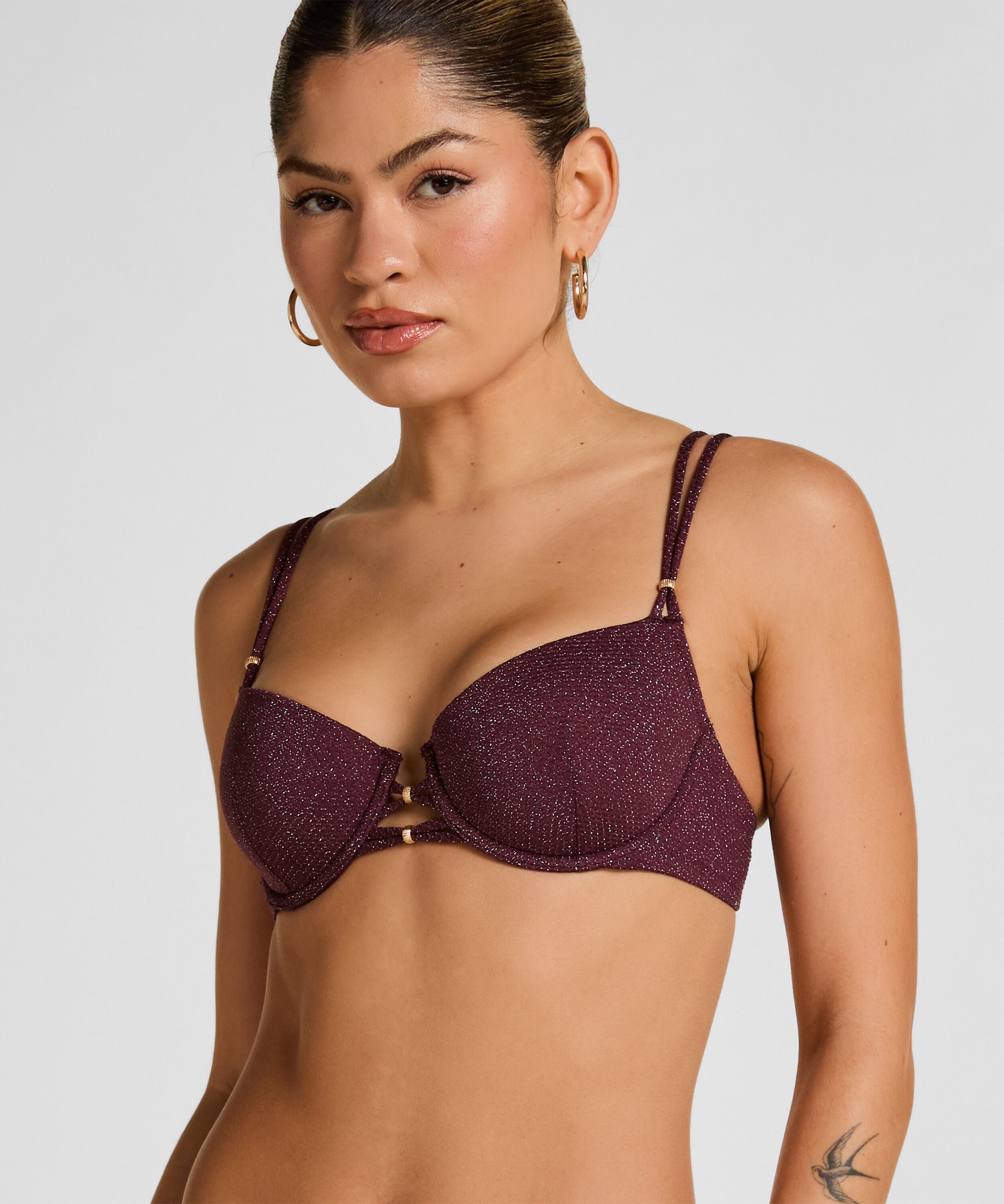 Panama Gepolstertes Bügel-Bikini-Oberteil, Lila