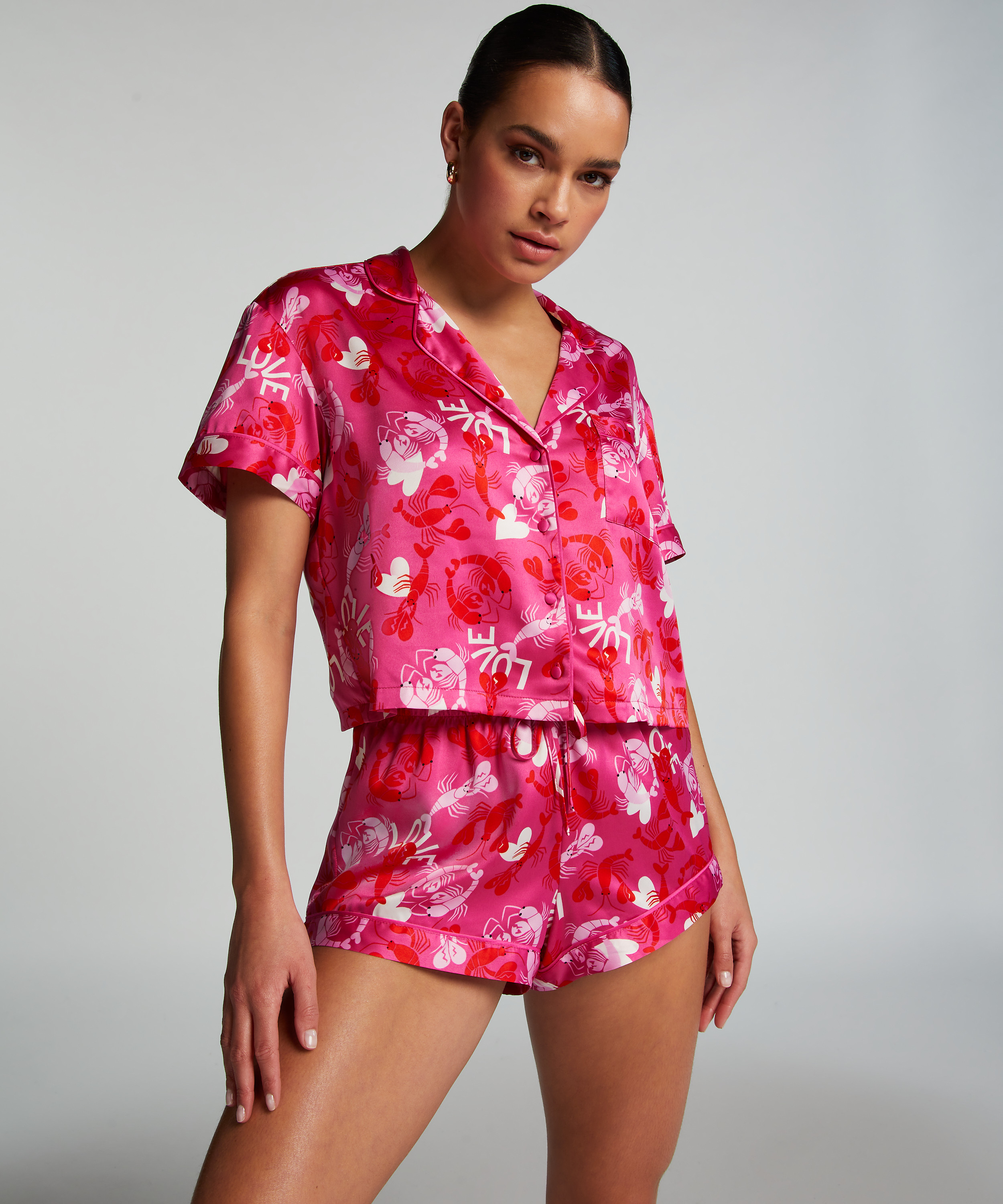 Pyjama-Shorts Satin, Rose, main