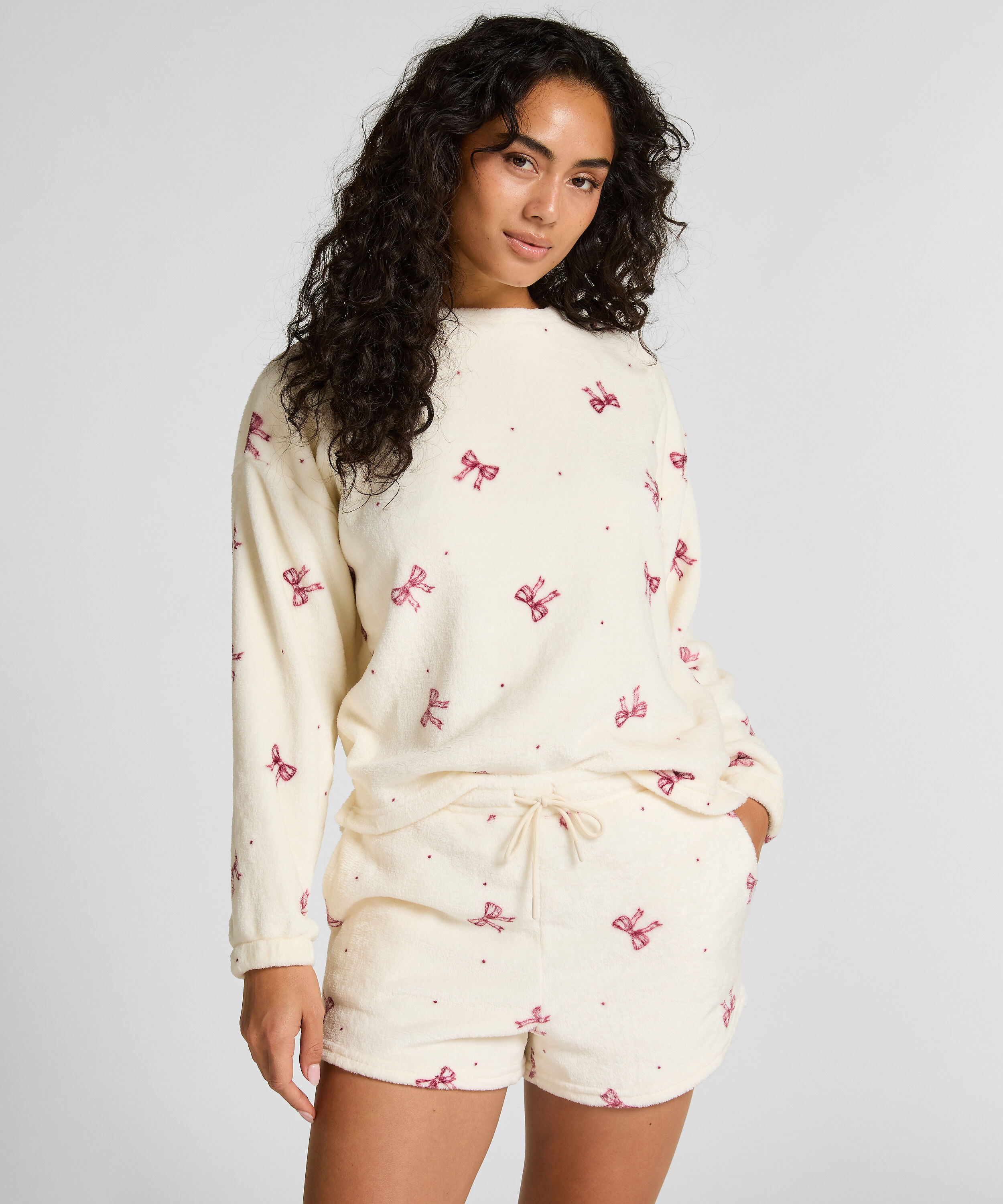 Pyjamaset Fleece, Weiß
