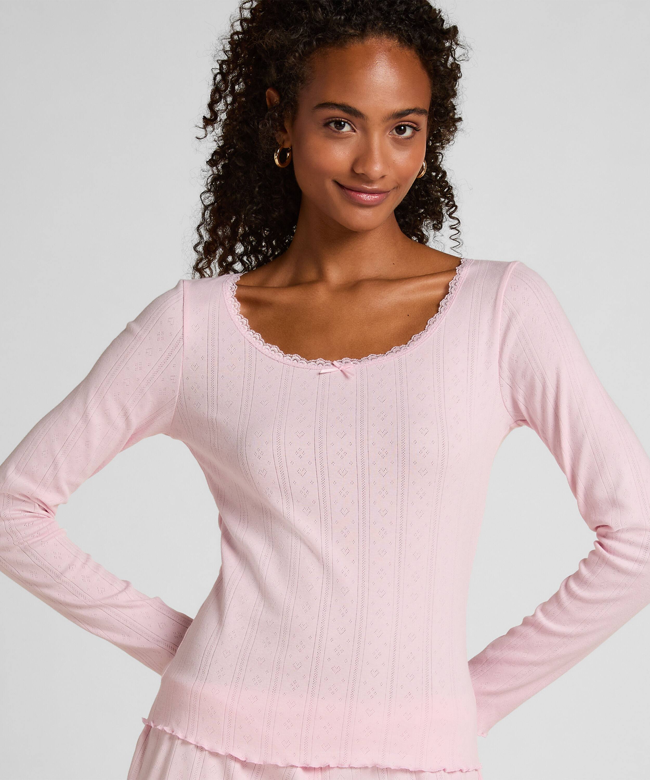 Pyjama-Oberteil Pointelle, Rose