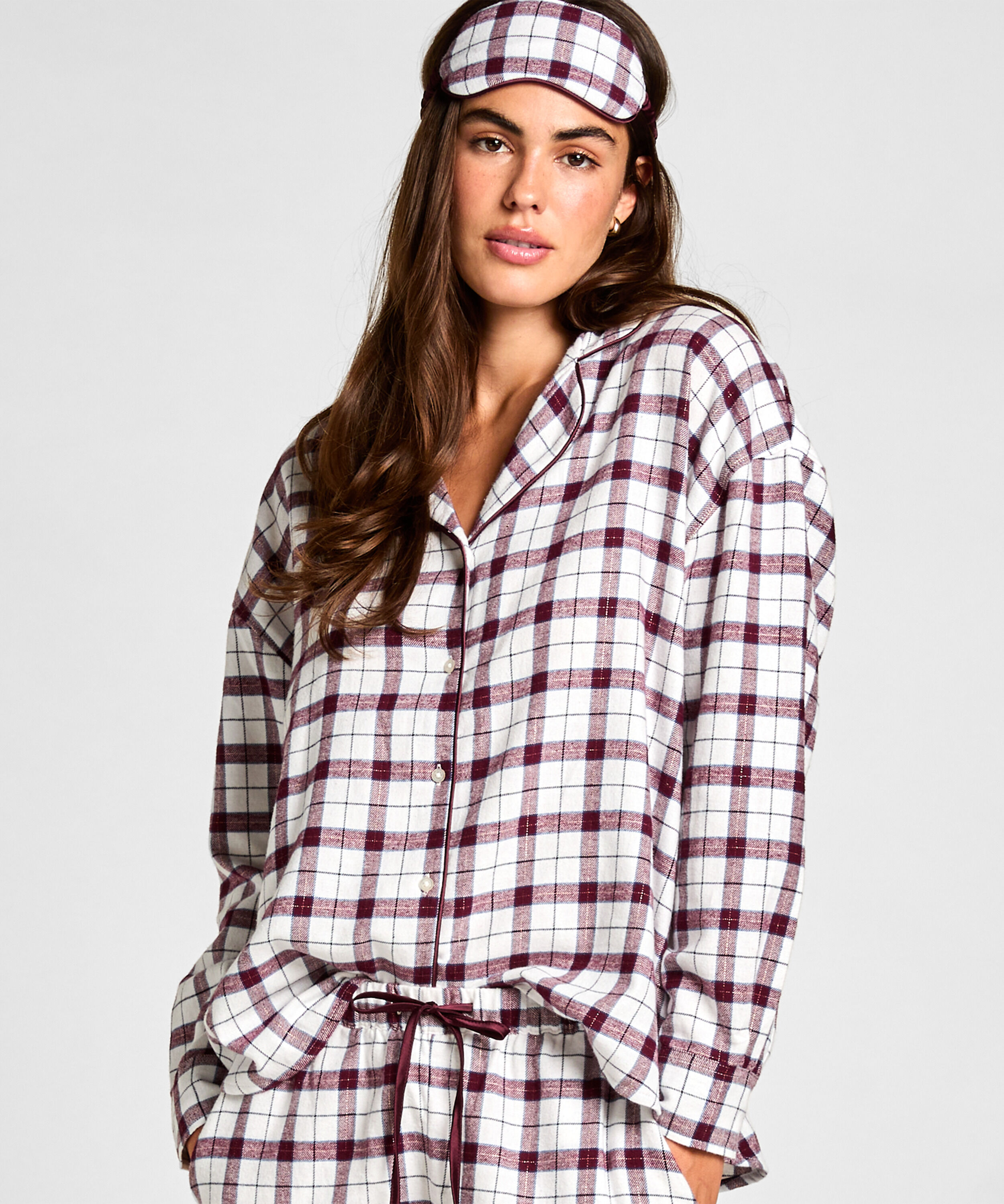 Pyjama Set mit Schlafmaske, Weiß