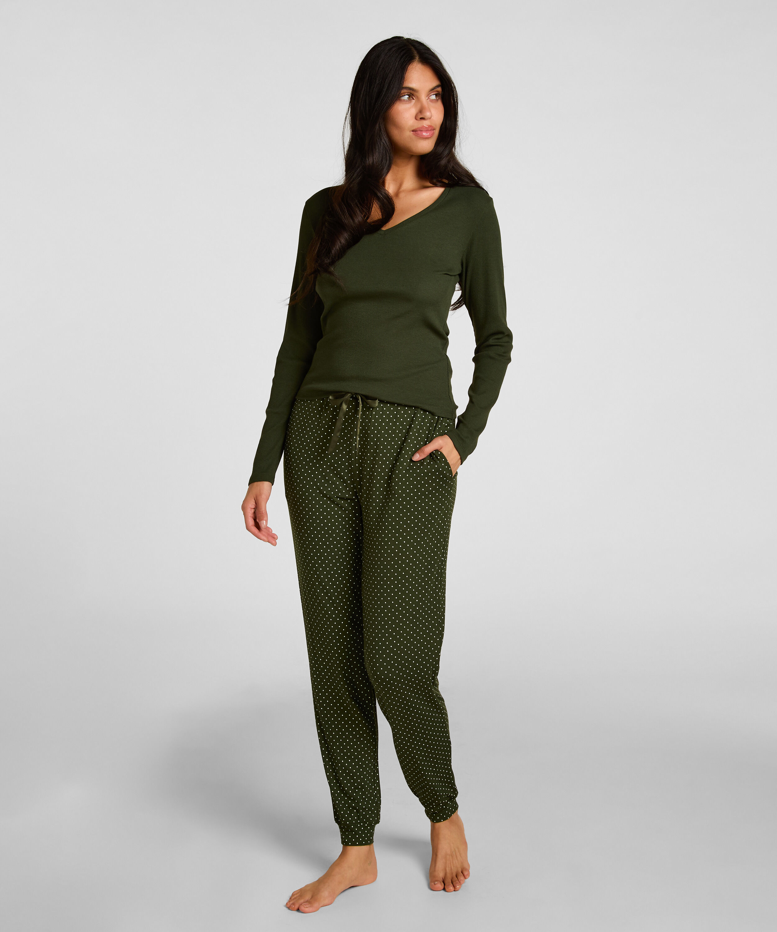 Pyjamahose Jersey, Grün